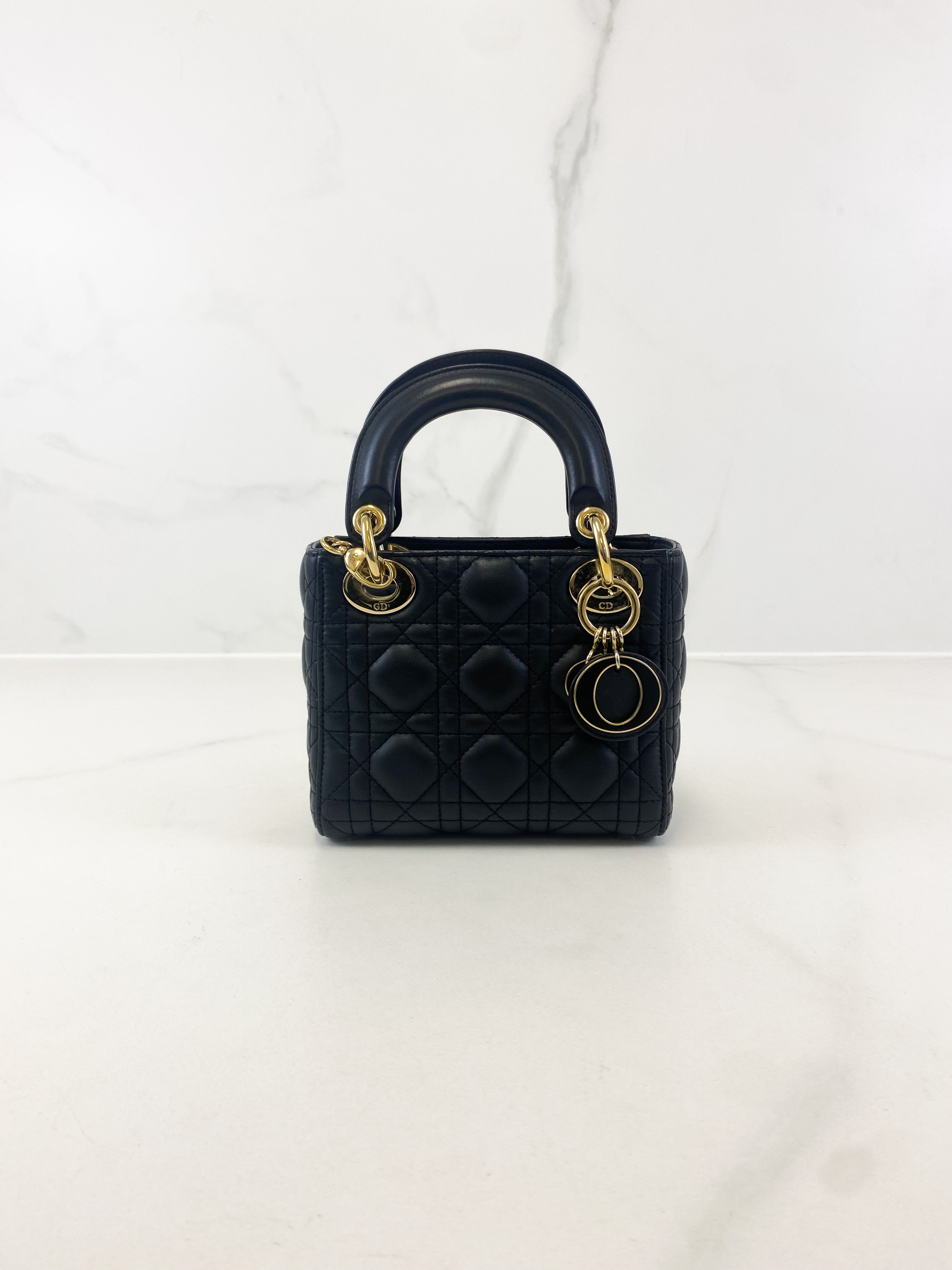 Christian Dior Mini Lady Dior Cannage in Black