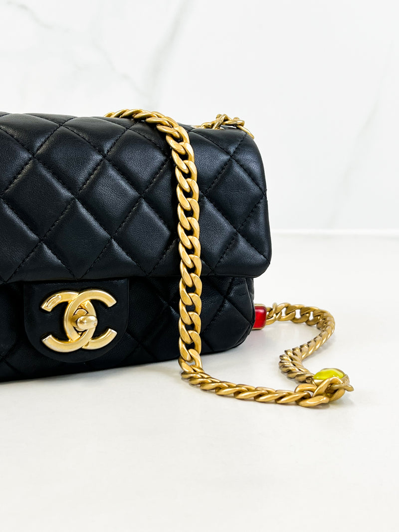 Chanel CC Mini Black Lambskin Rectanglular Flap
