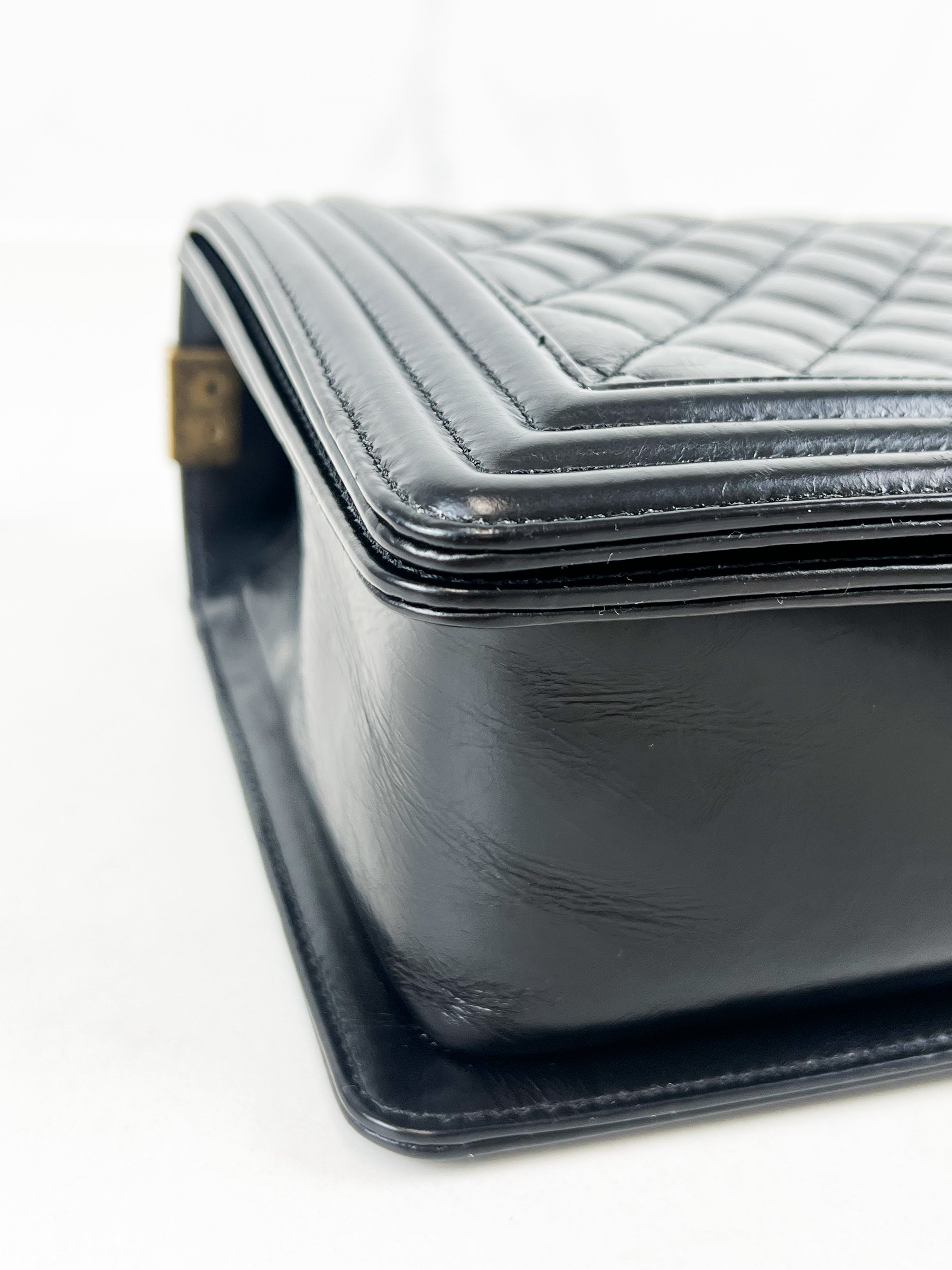 Chanel Limited edition Black New Medium Distressed Calfskin Boy Bag with Antique GHW