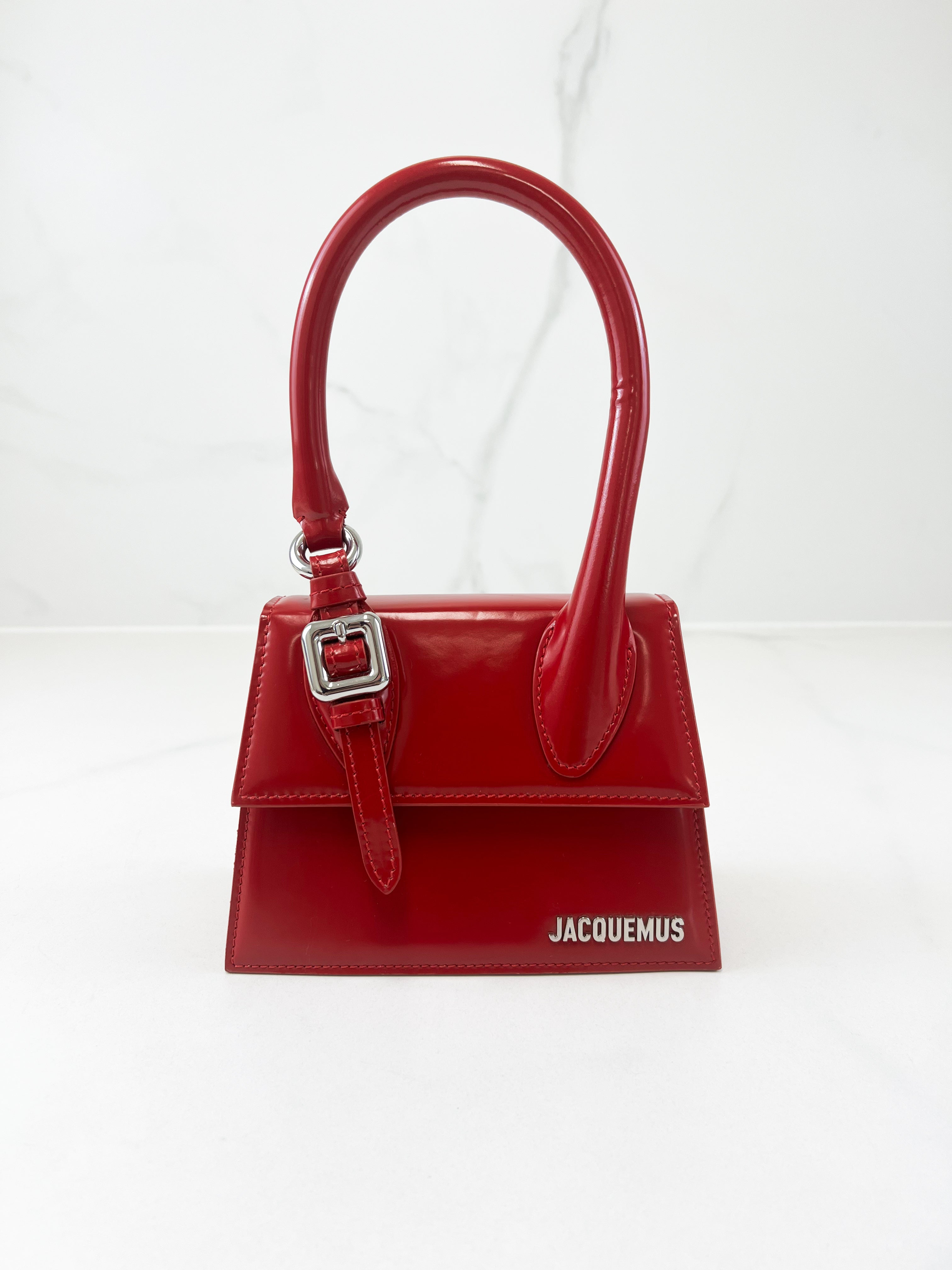 Jacquemus Red Le Chiquito Moyen Buckle Leather Bag