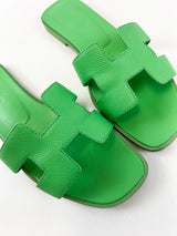 Hermes Oran Sandal Vert Pomme Size 37