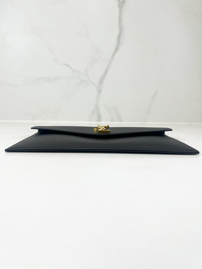 Saint Laurent Black Uptown Envelope Clutch