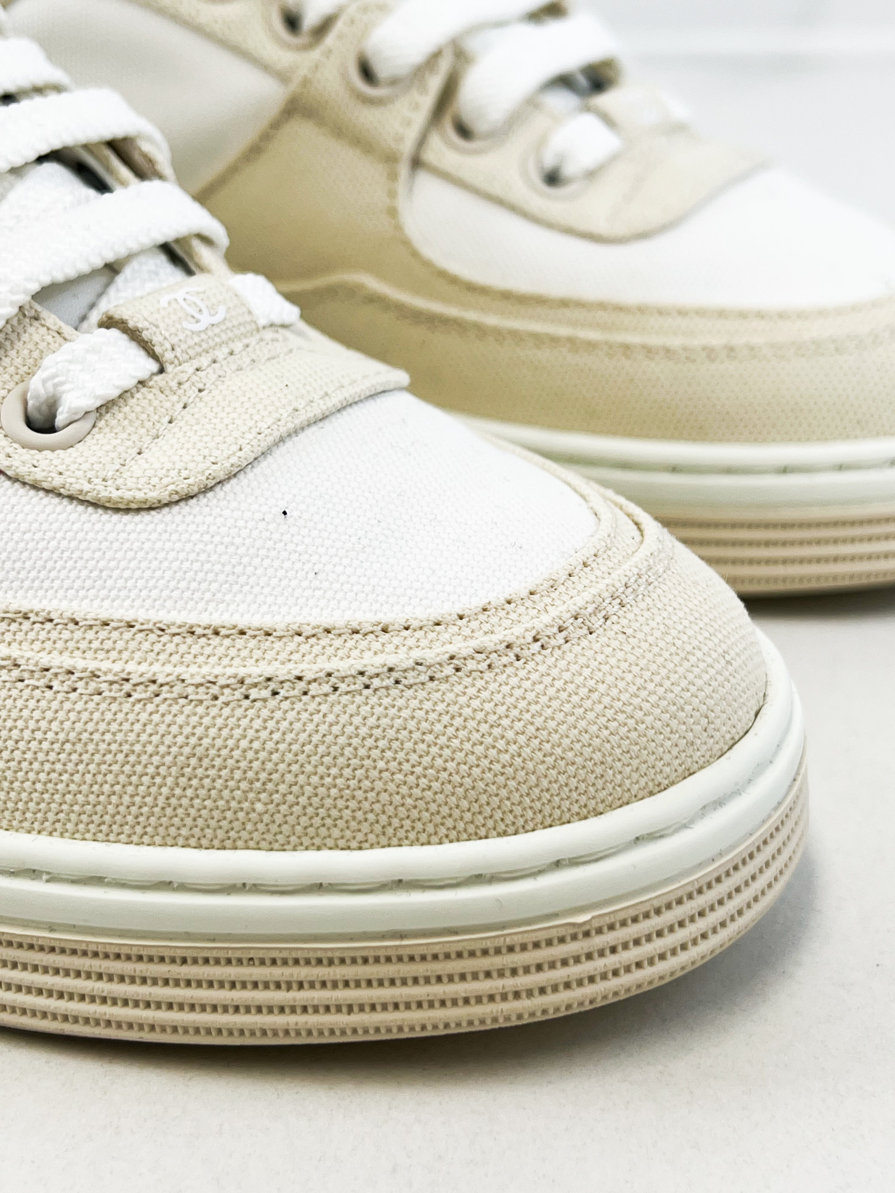 Chanel CC Cream Sneaker Size 37