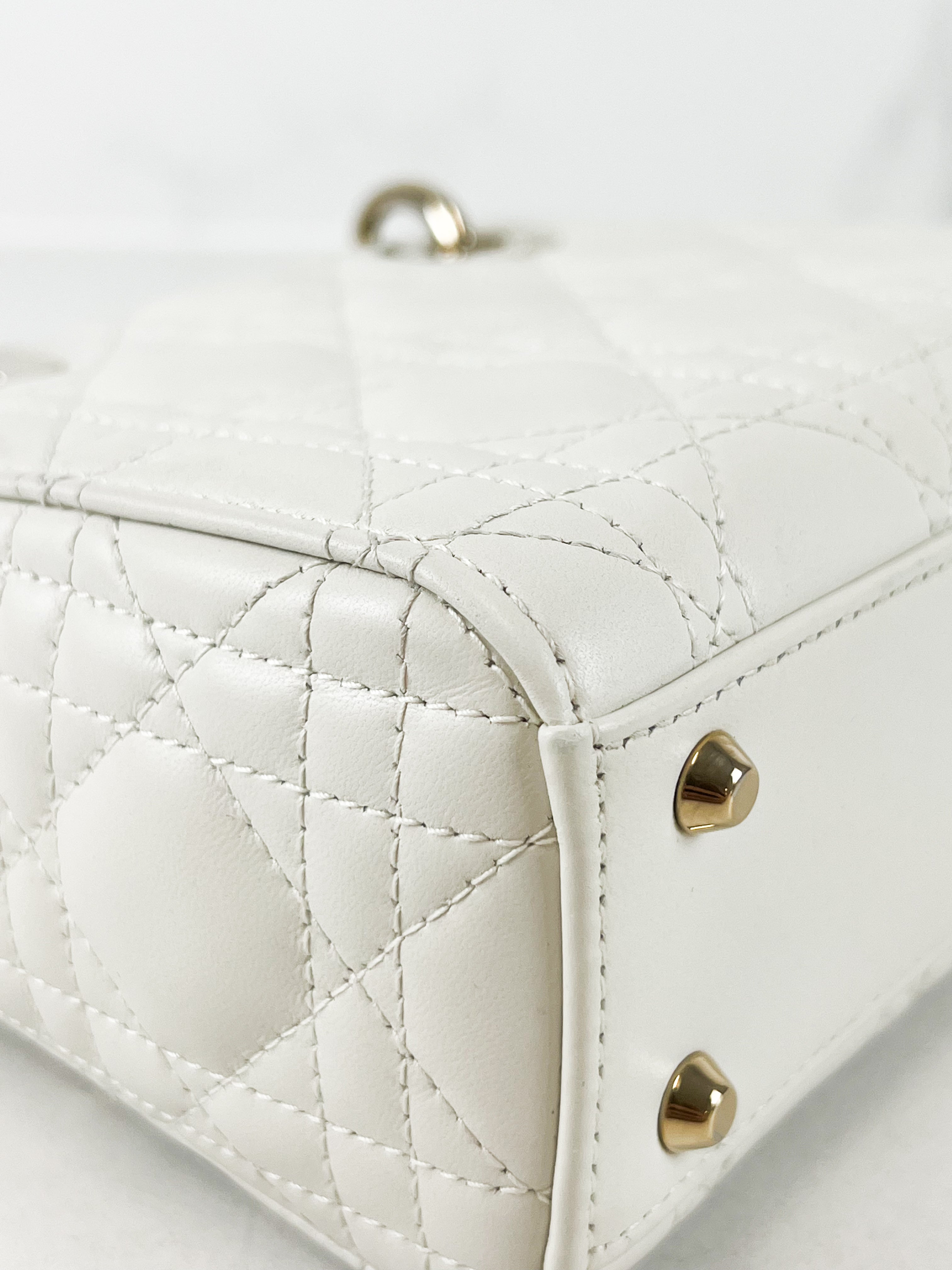 Christian Dior Mini Lady Dior Cannage Leather in White