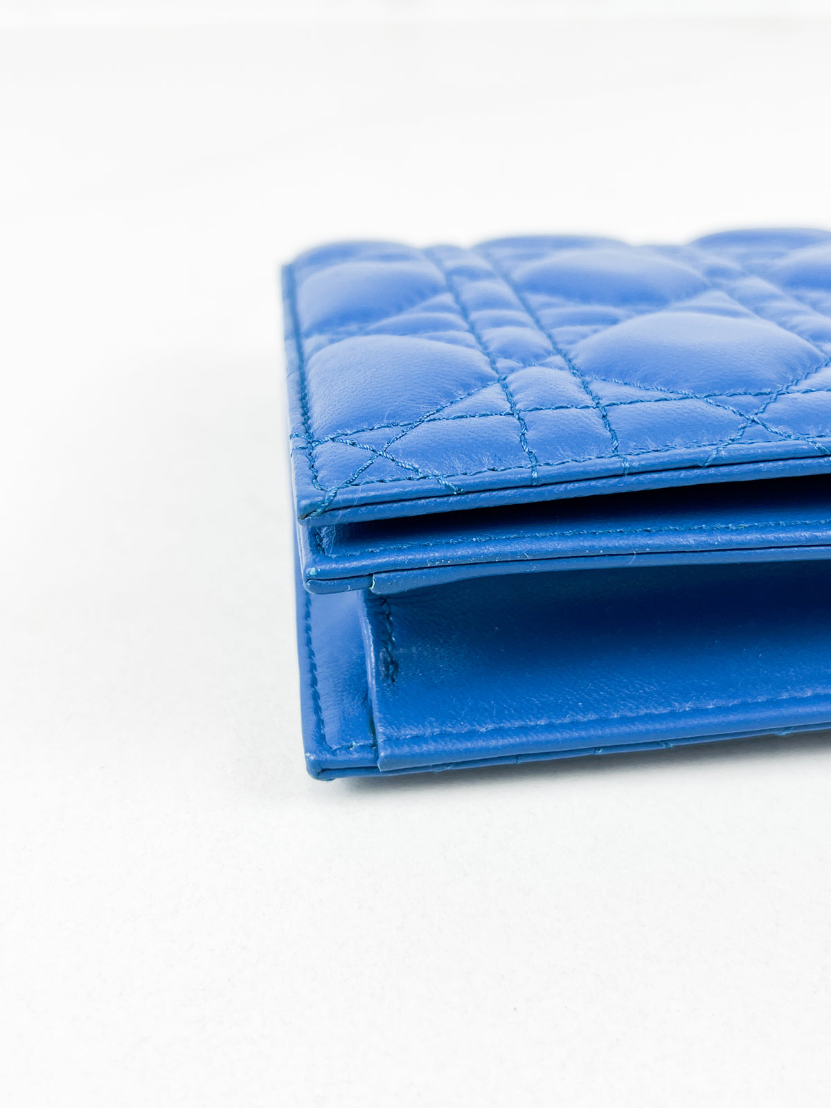 Christian Dior Cannage Lambskin Blue Clutch