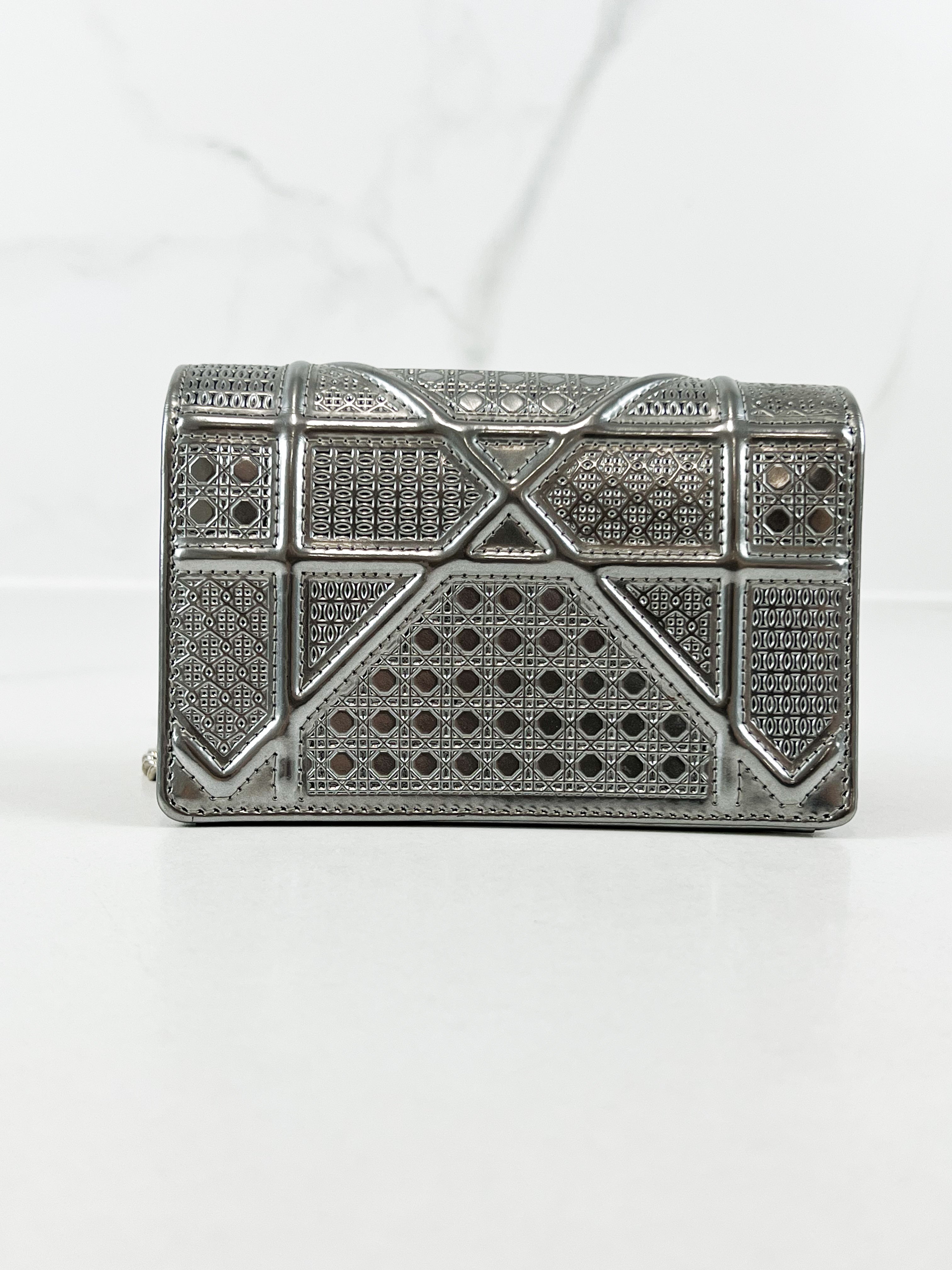 Christian Dior Silver Diorama Micro WOC