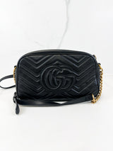 Gucci Black GG Small Marmont Shoulder Bag