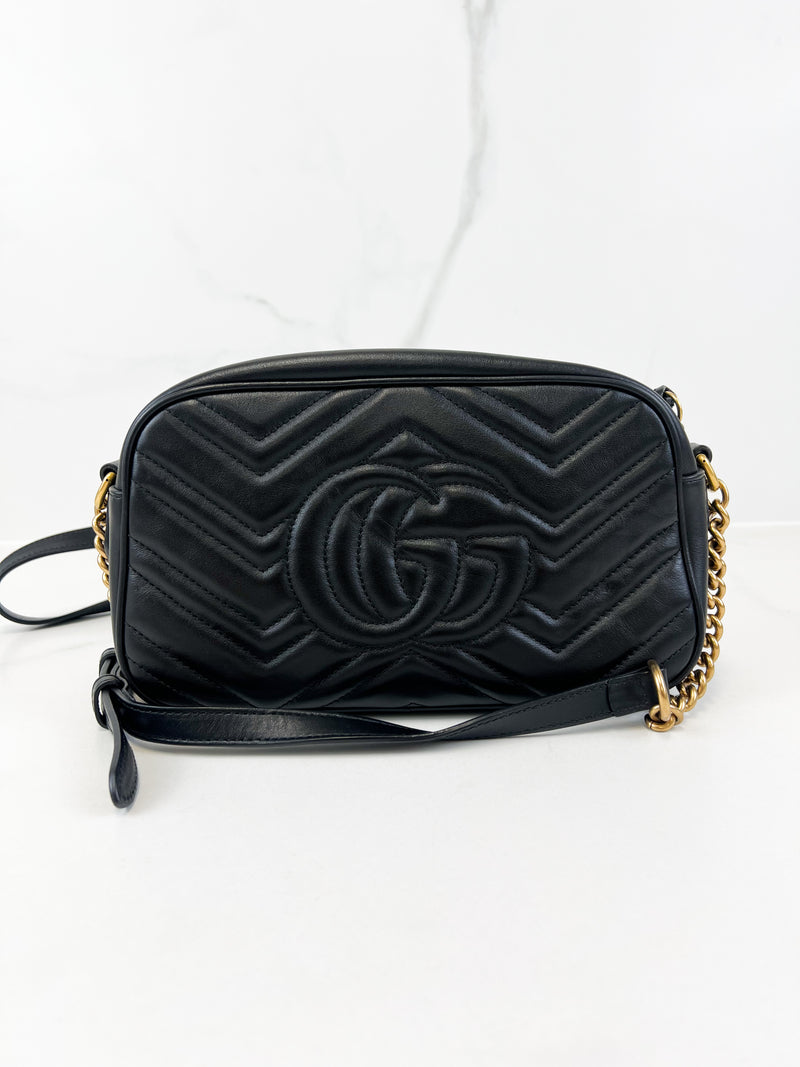 Gucci Black GG Small Marmont Shoulder Bag