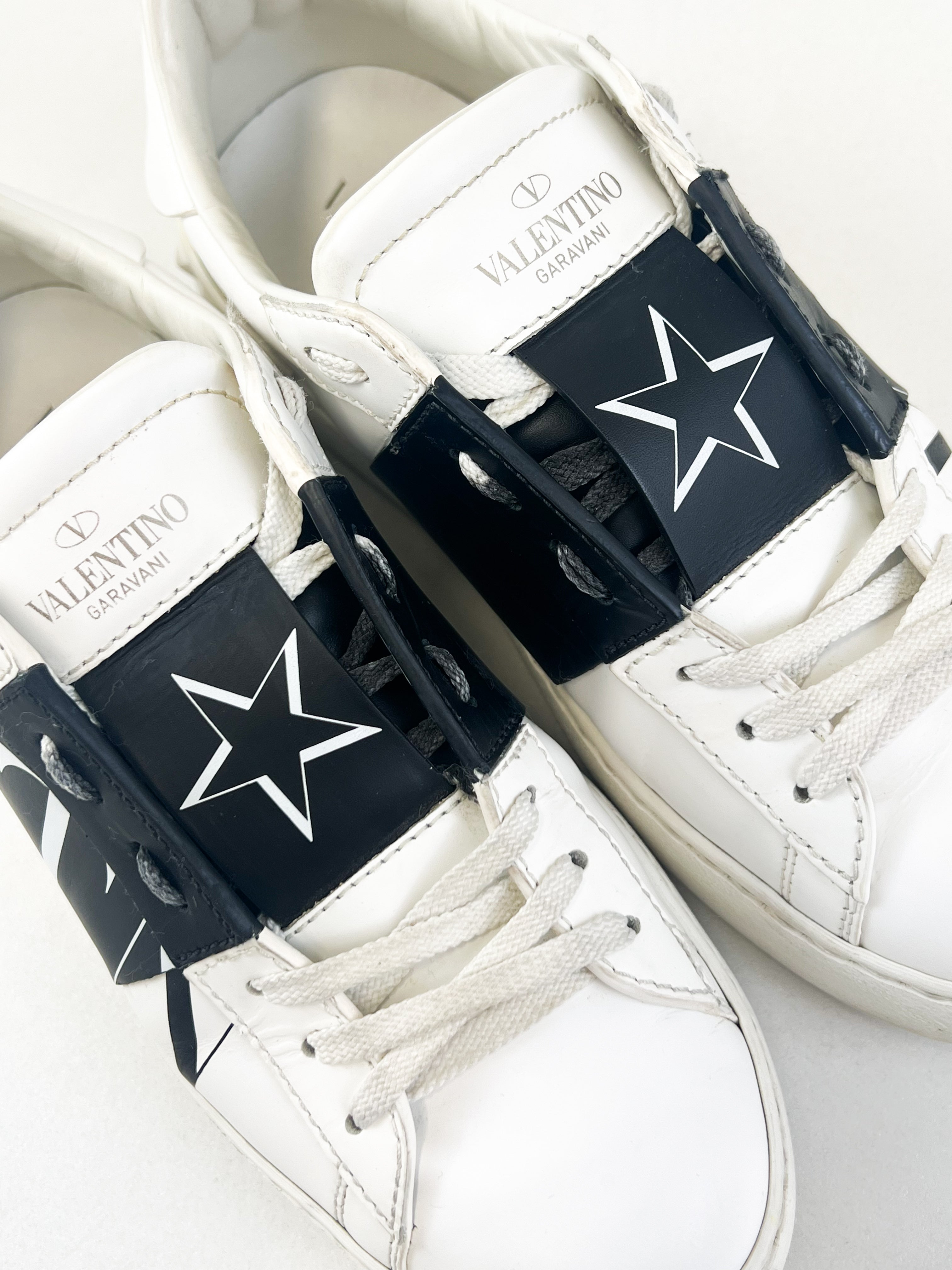 Valentino Garavani Open Leather Star Sneaker Size 37.5