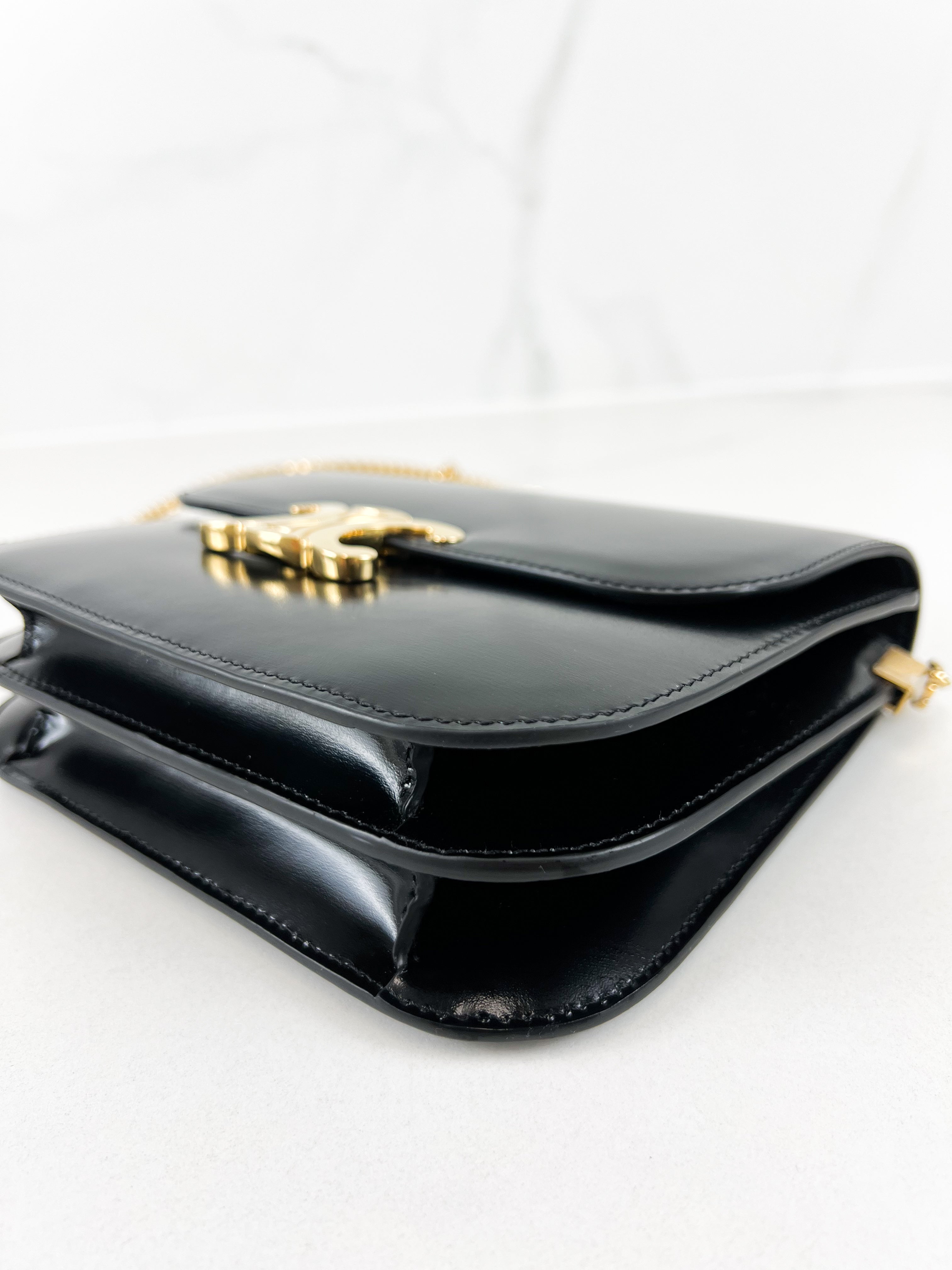 Celine Chain Claude Bag in Black Calfskin