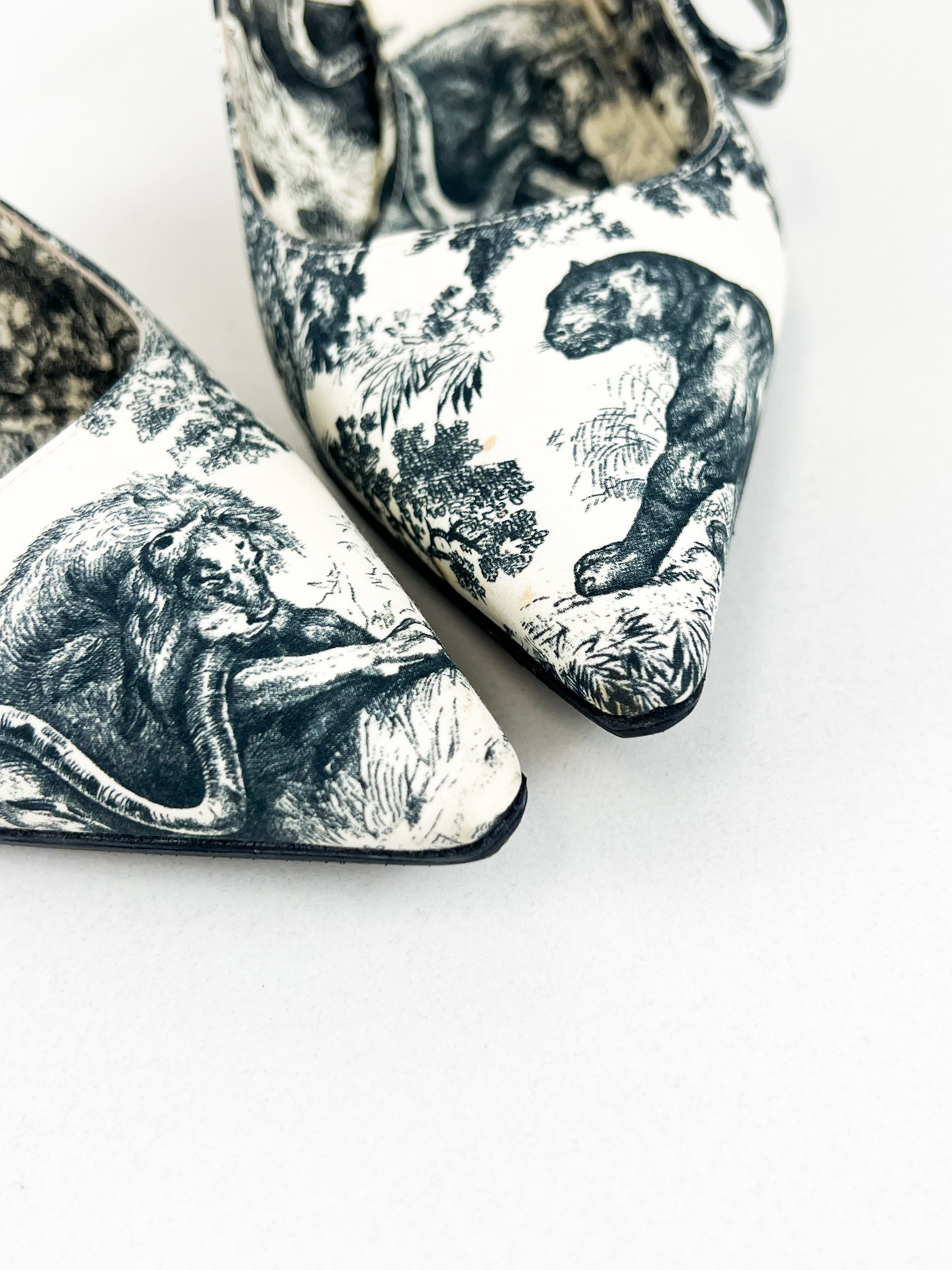 Christian Dior Toile de Jouy Sweet D Slingback Pumps Size 36D