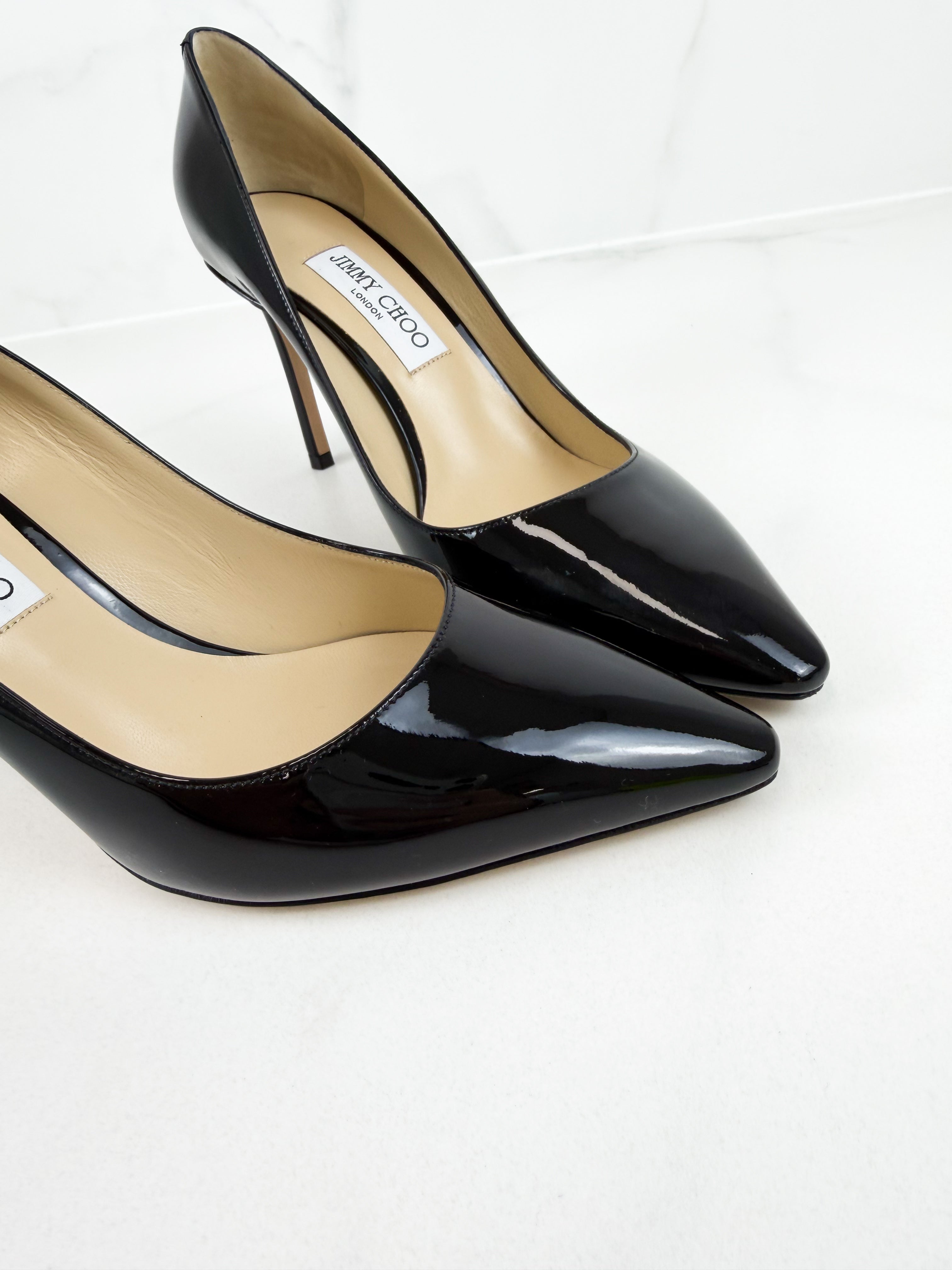 Jimmy Choo Romy Black Patent Leather Pump Size 41
