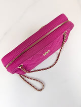 Chanel Matelasse Pink Fabric Chain Shoulder Bag Light GHW