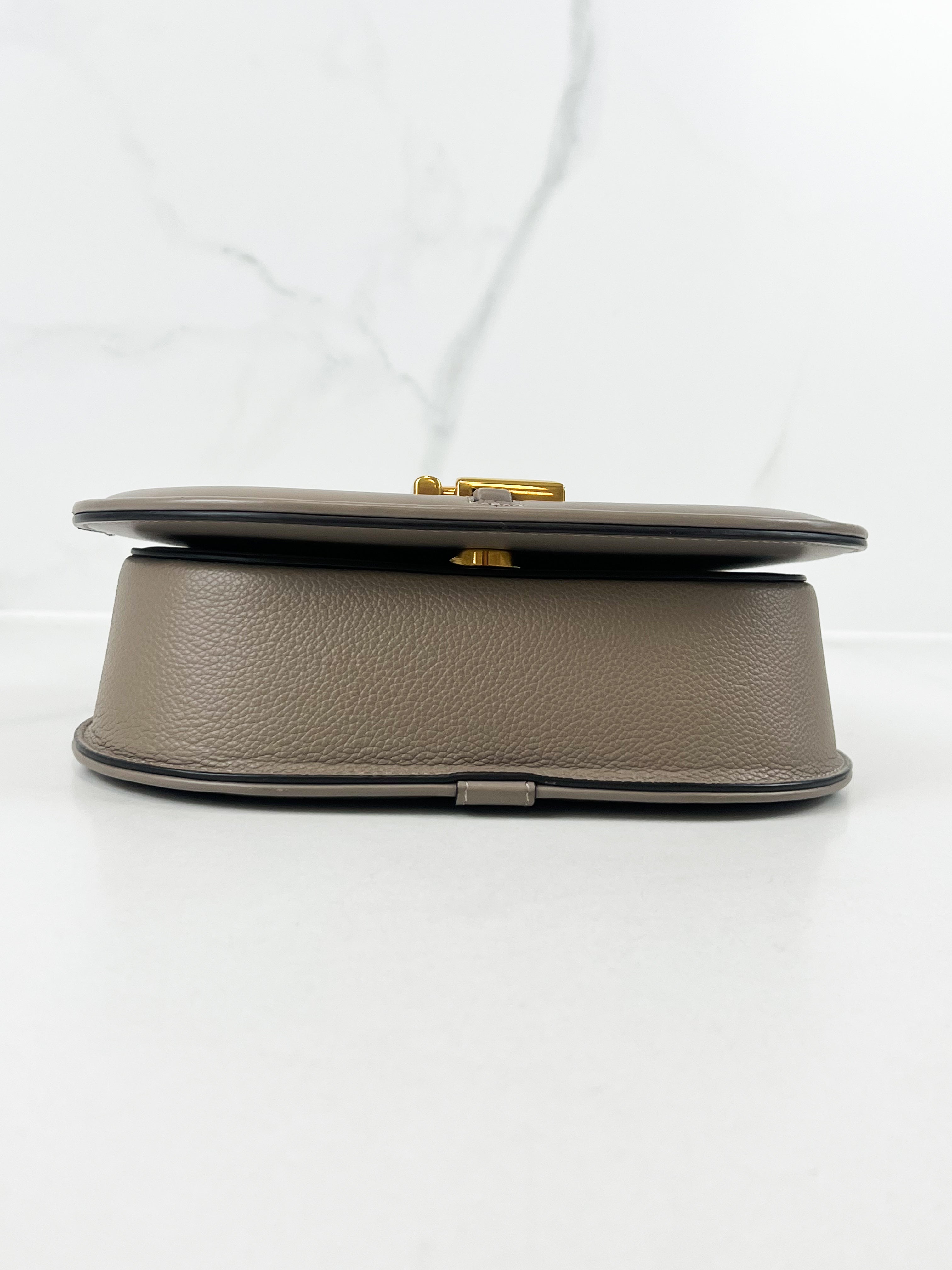 Fendi FF C'mon Leather Crossbody Bag in Taupe with GHW