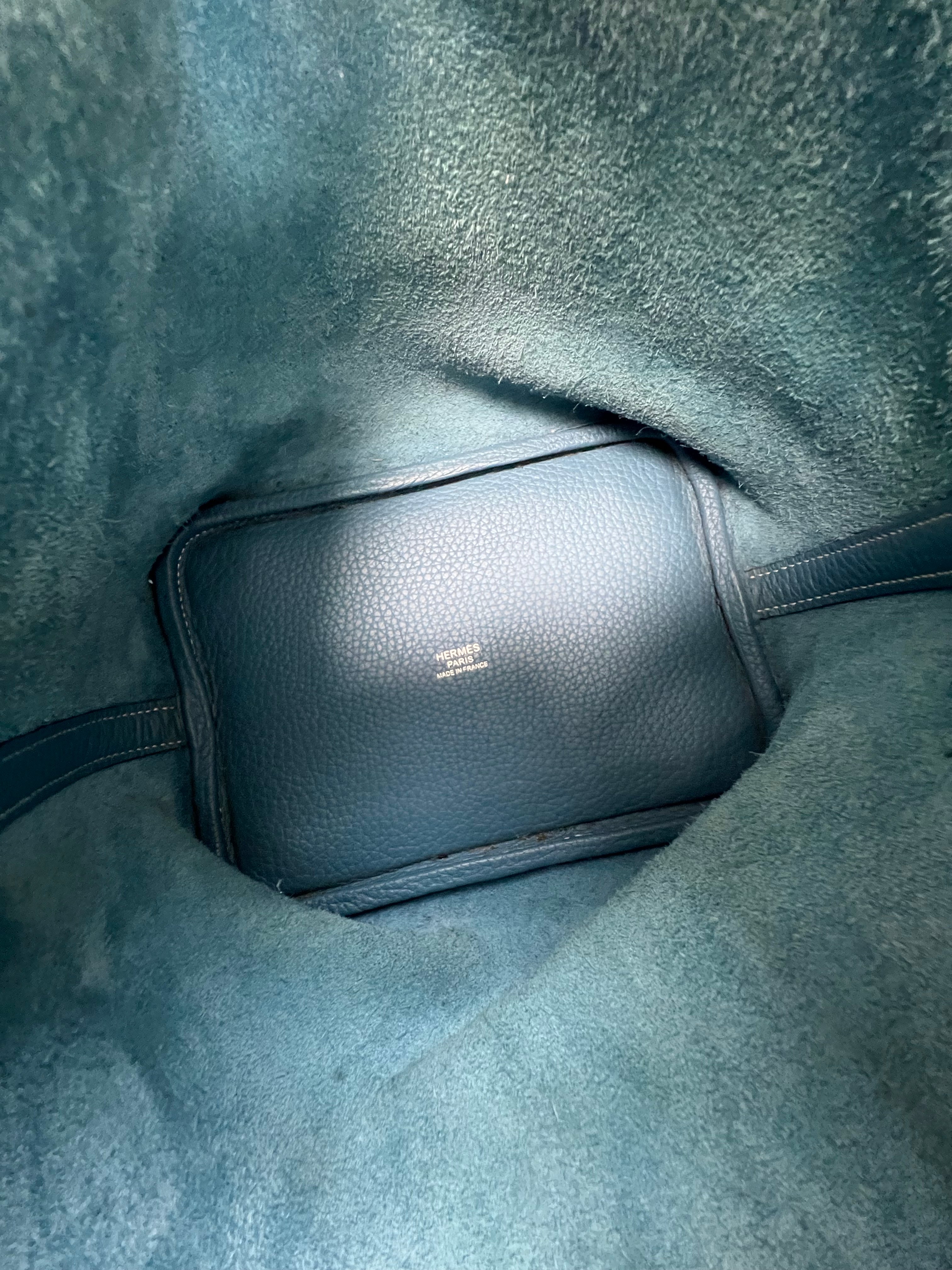 Hermes Picotin 18 in Bleu Jean Clemence Leather