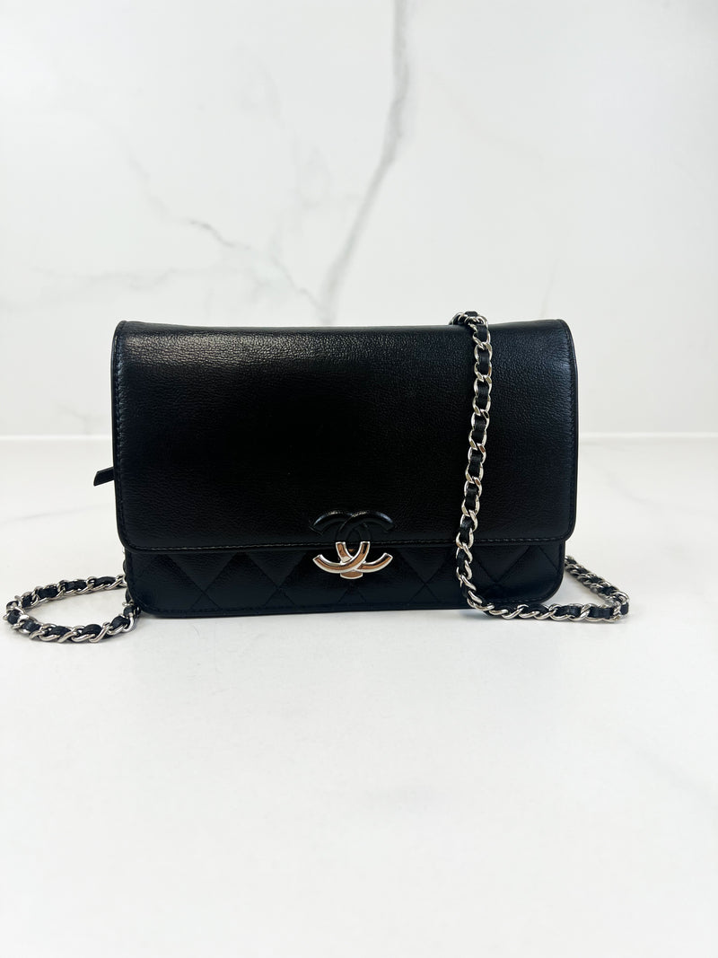 Chanel Black Calfskin CC WOC with SHW