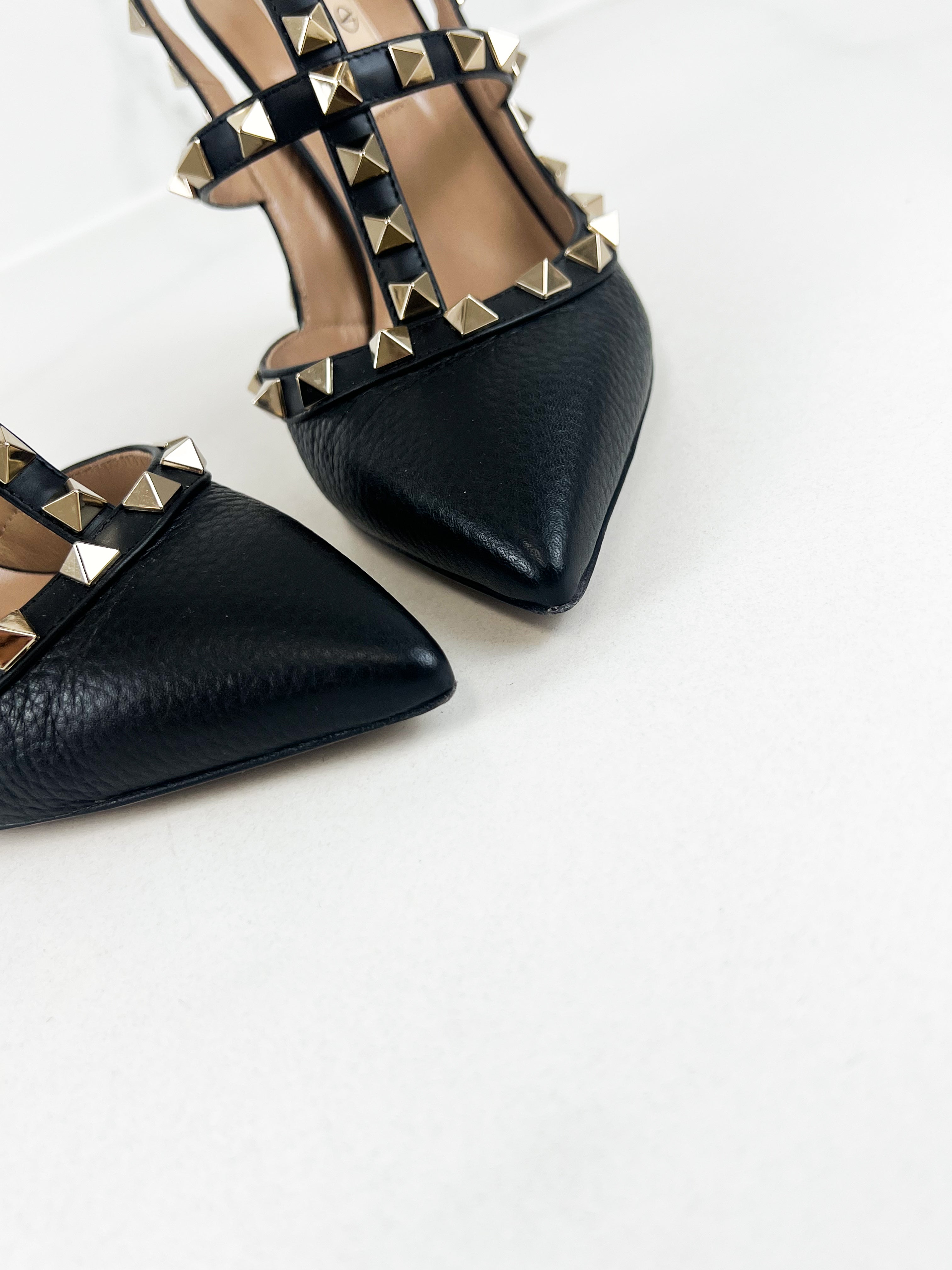 Valentino Caged Black Rockstud Pumps Size 35