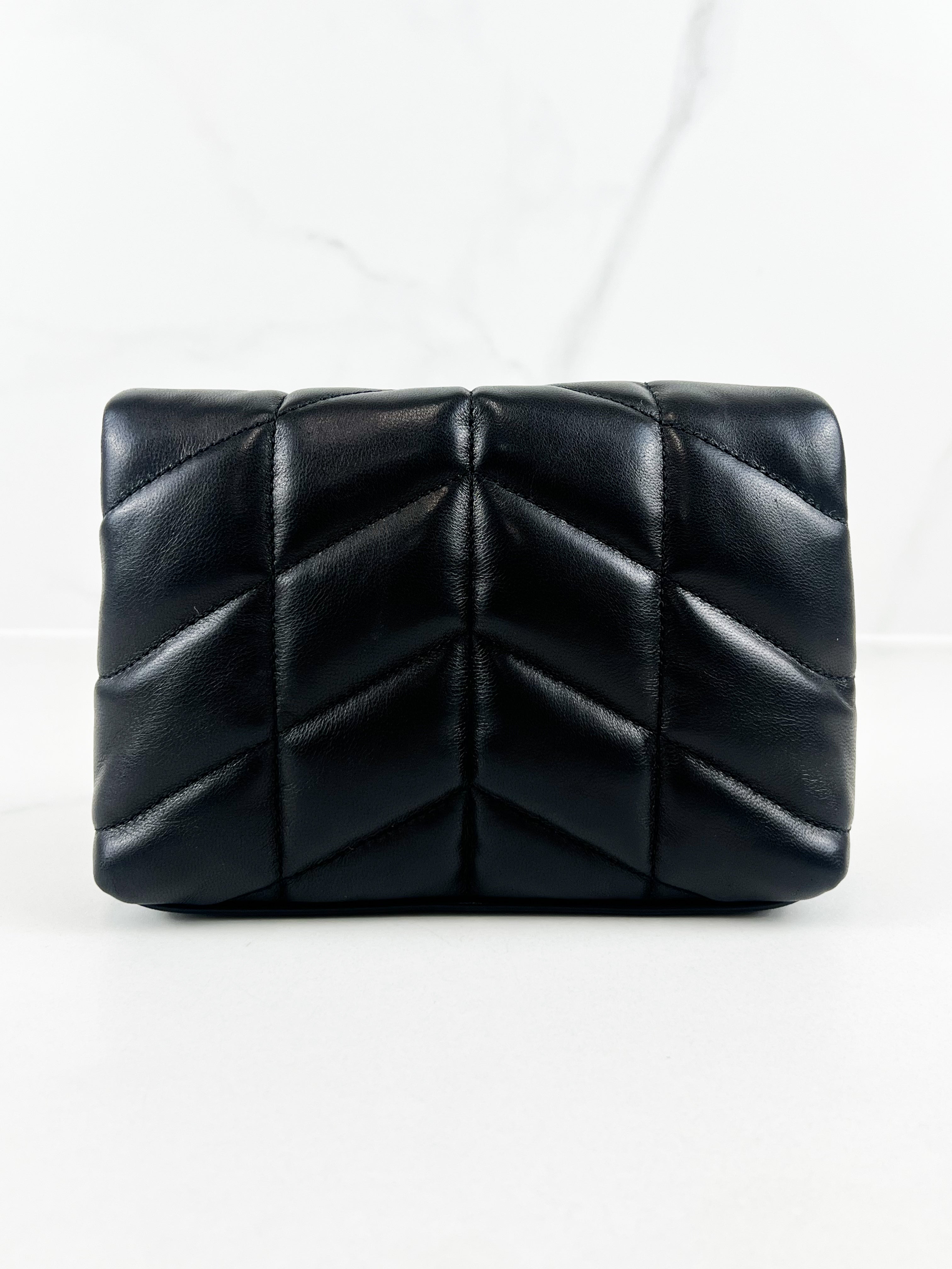 Saint Laurent Loulou Puffer Pouch in Black Lambskin