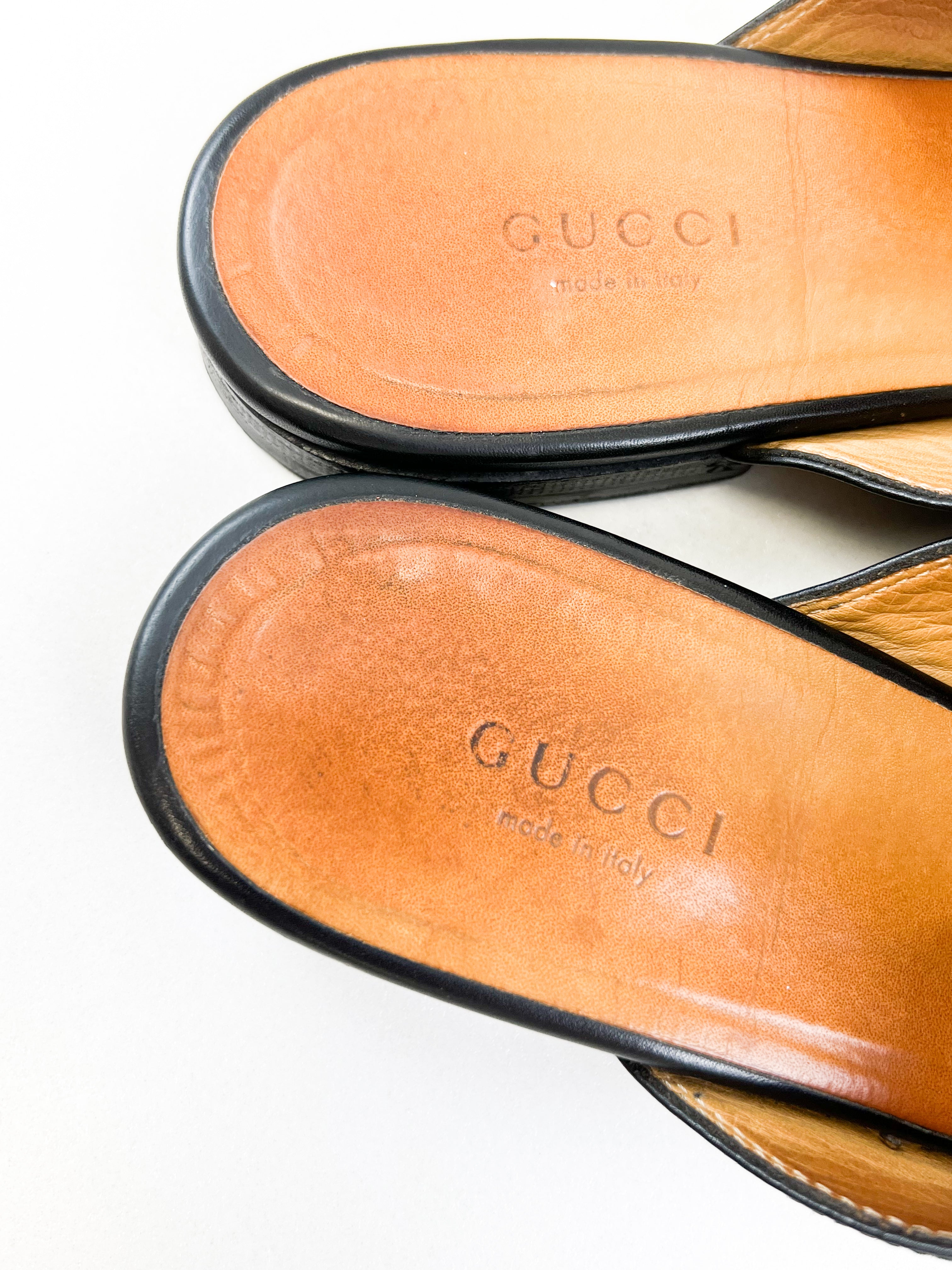 Gucci Black Leather Princetown Horsebit Slipper Size 37.5