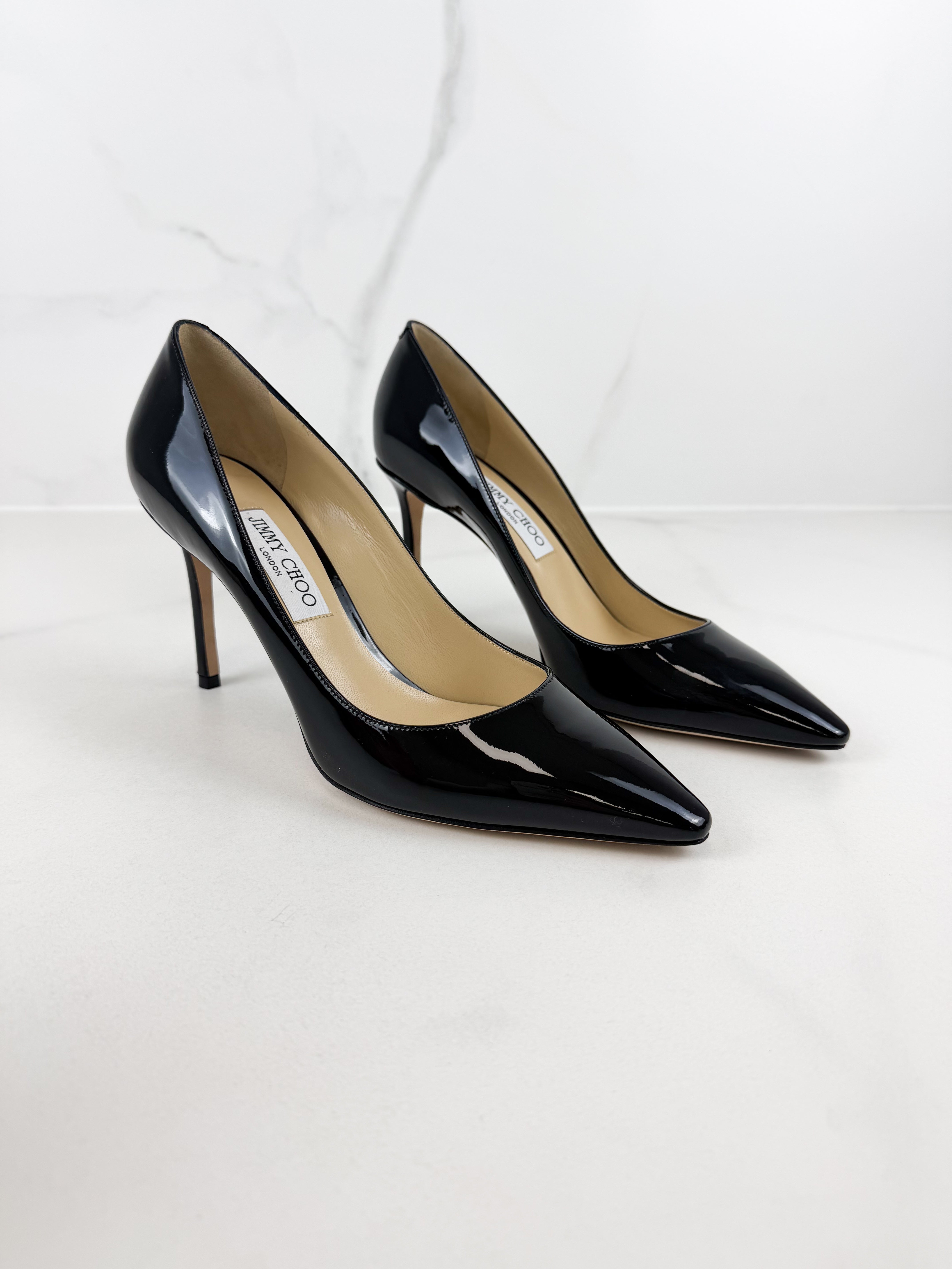 Jimmy Choo Romy Black Patent Leather Pump Size 41
