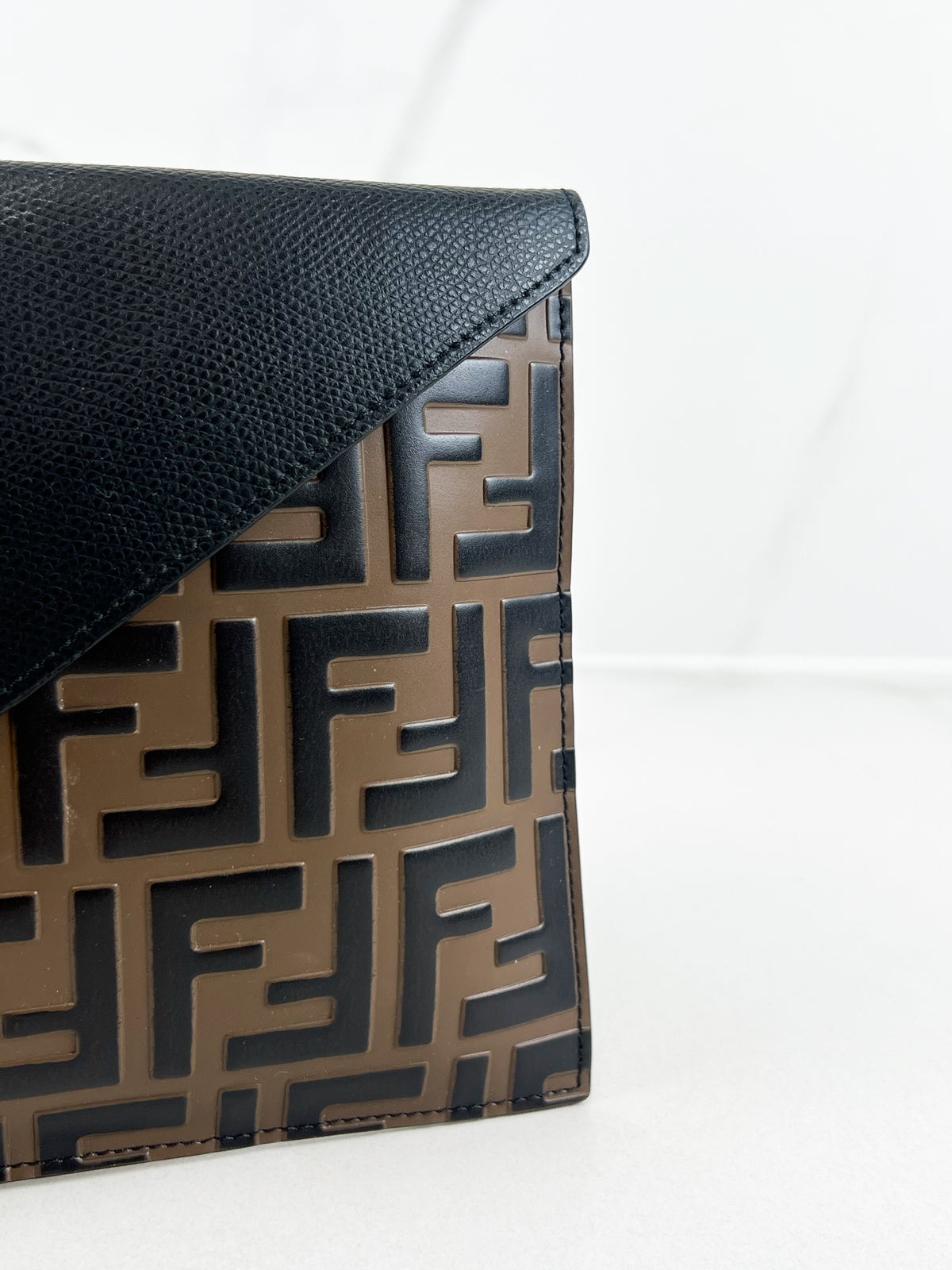 Fendi FF Leather Envelope Clutch