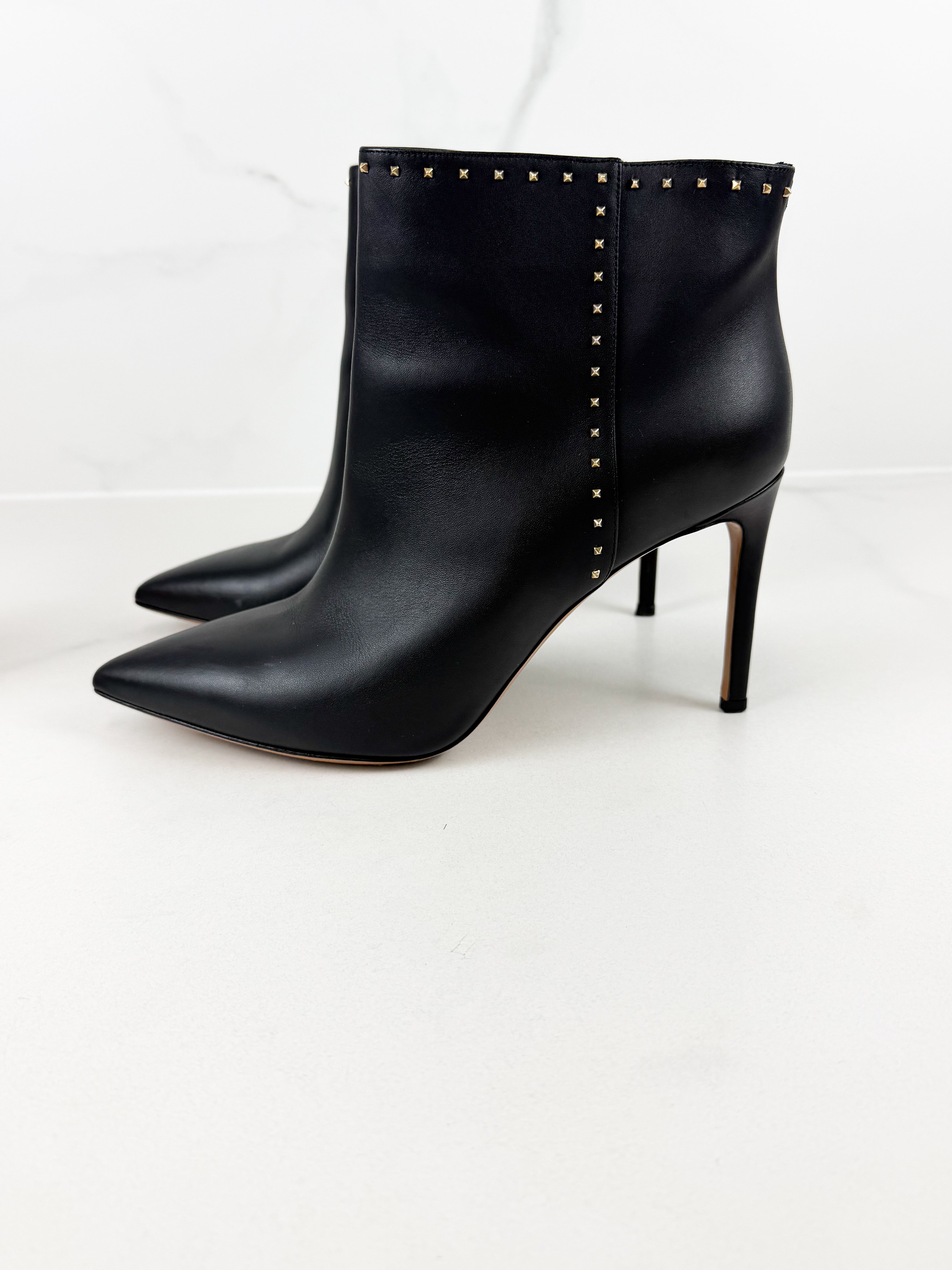 Valentino Black Leather Ankle Boots Size 40.5