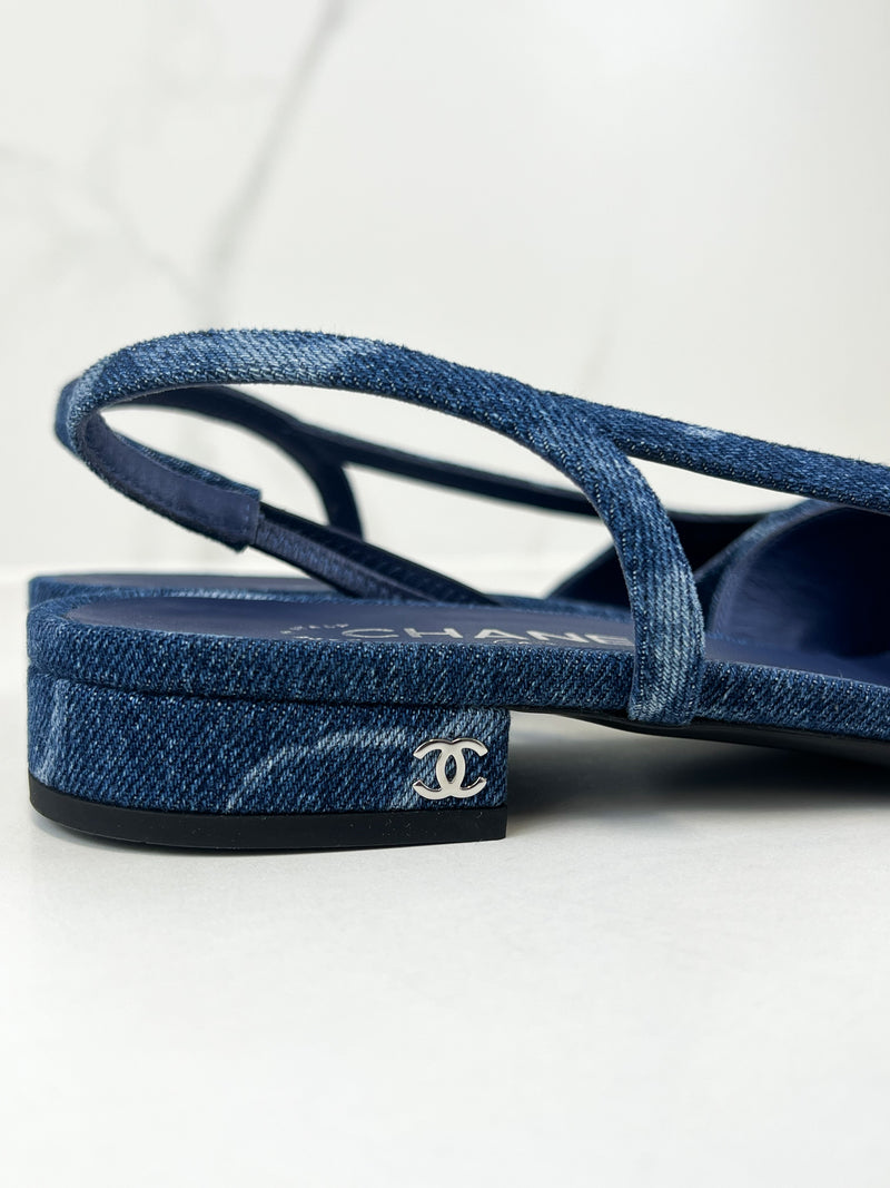 Chanel Denim Slingback Size 41