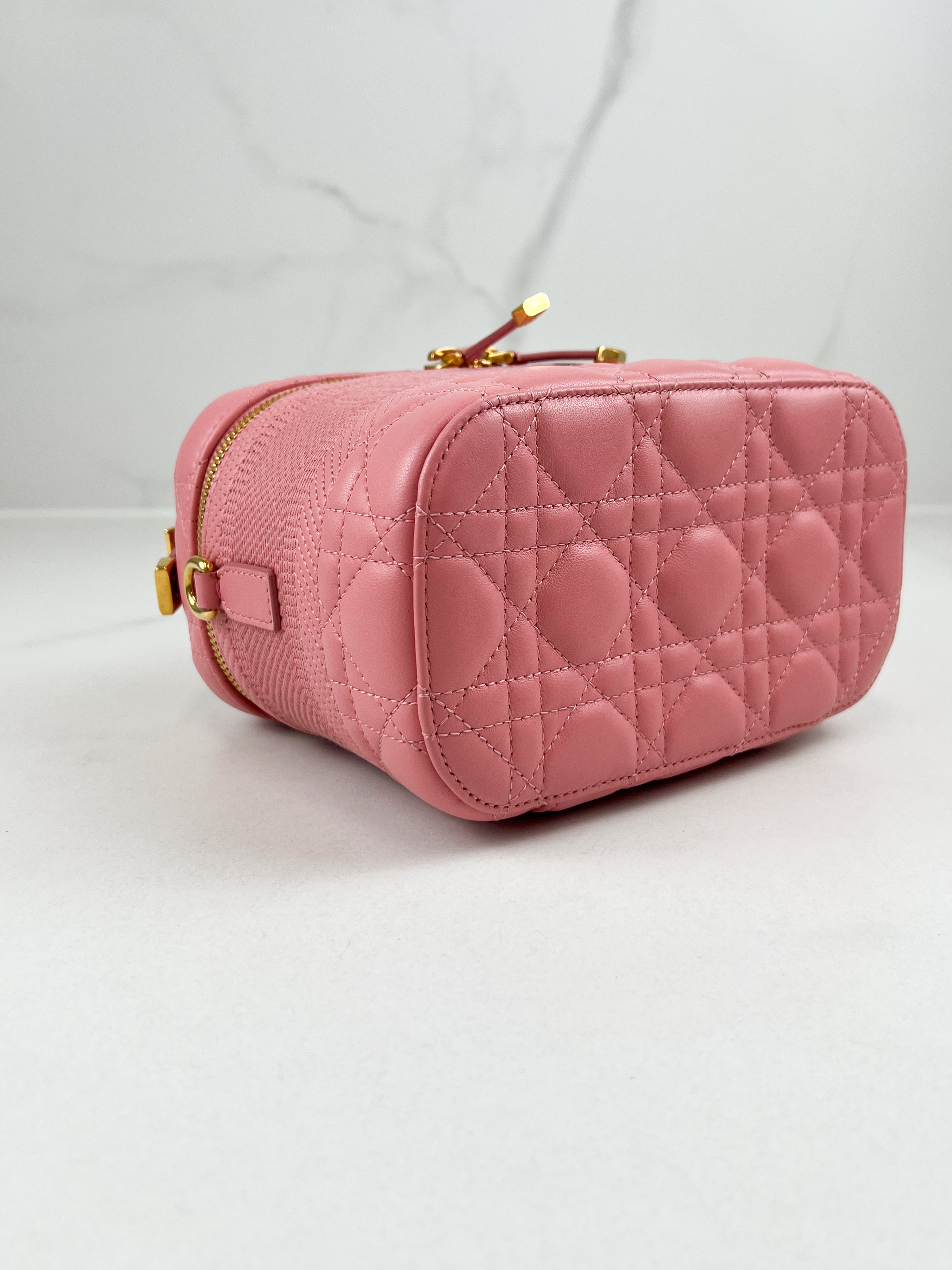Christian Dior Travel Vanity Case in Pink Cannage Lambskin