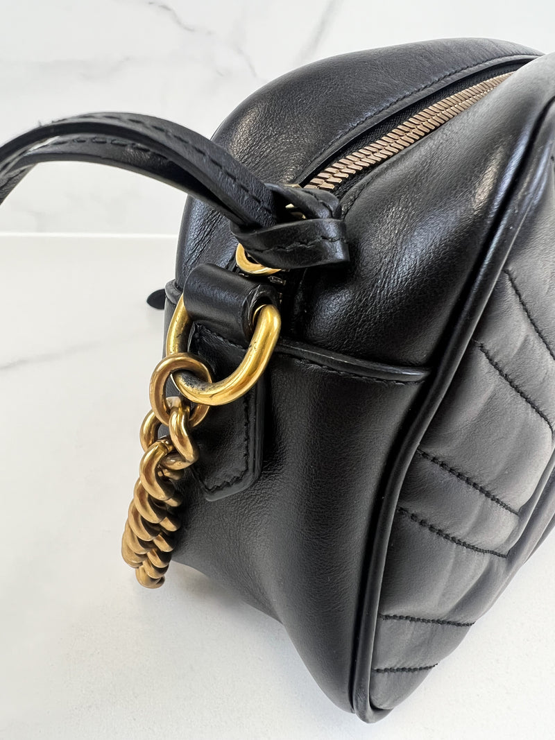 Gucci Black GG Small Marmont Shoulder Bag