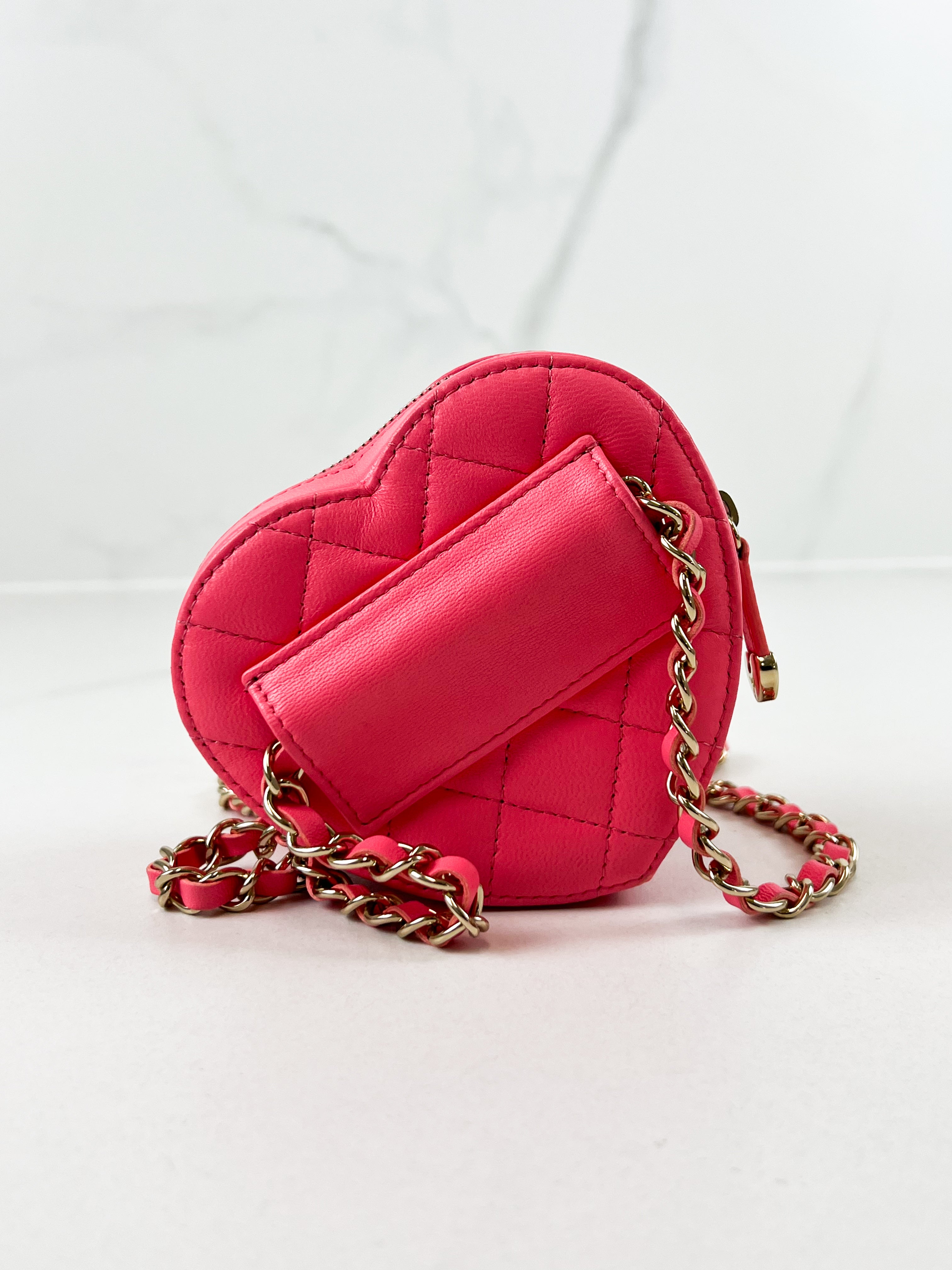 Chanel Pink Mini Lambskin Heart with LGHW