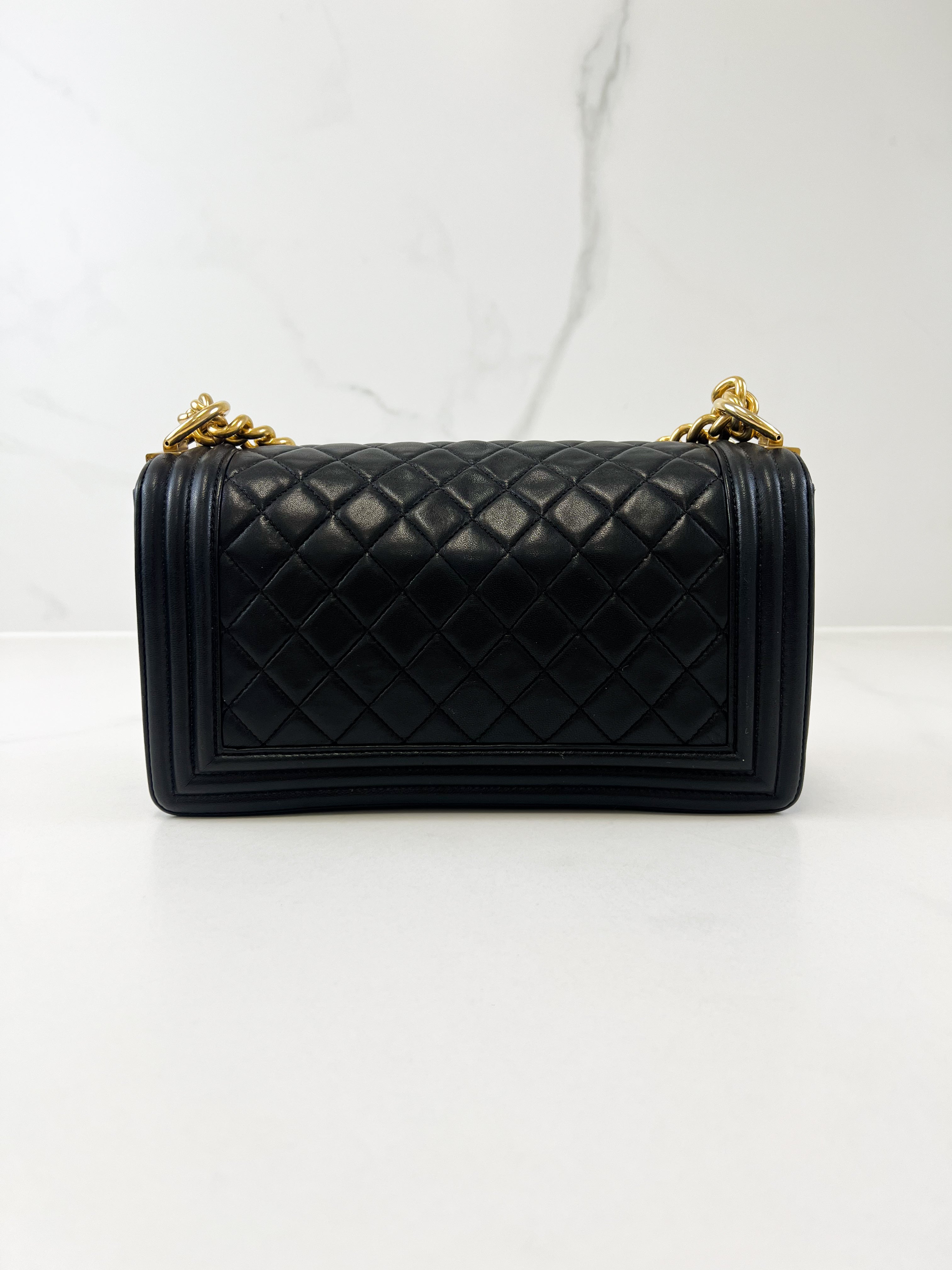 Chanel Black Old Medium Lambskin Boy Bag GHW