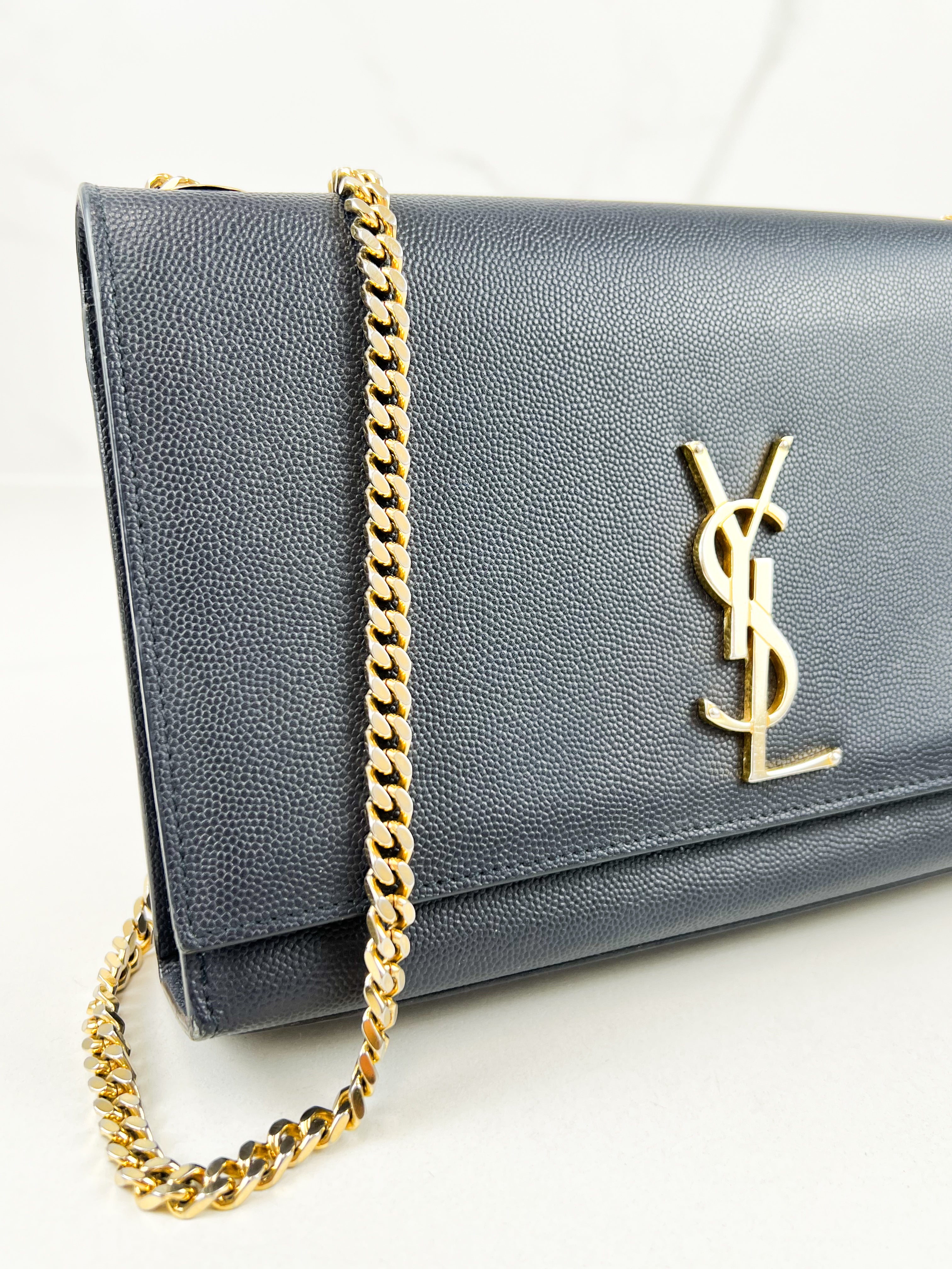 Saint Laurent Navy Kate Large Chain Bag with GHW