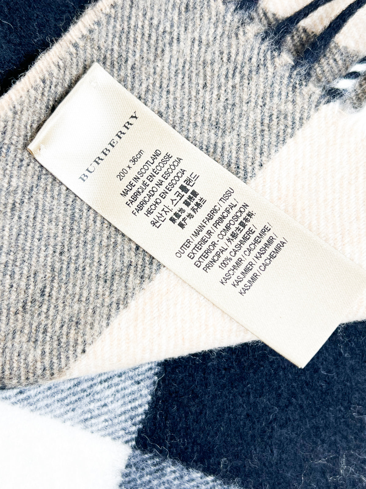 Burberry Half Mega Check Cashmere Scarf in Beige