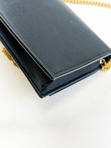 Saint Laurent Black Calfskin Monogram Kate Tassel Chain Wallet GHW