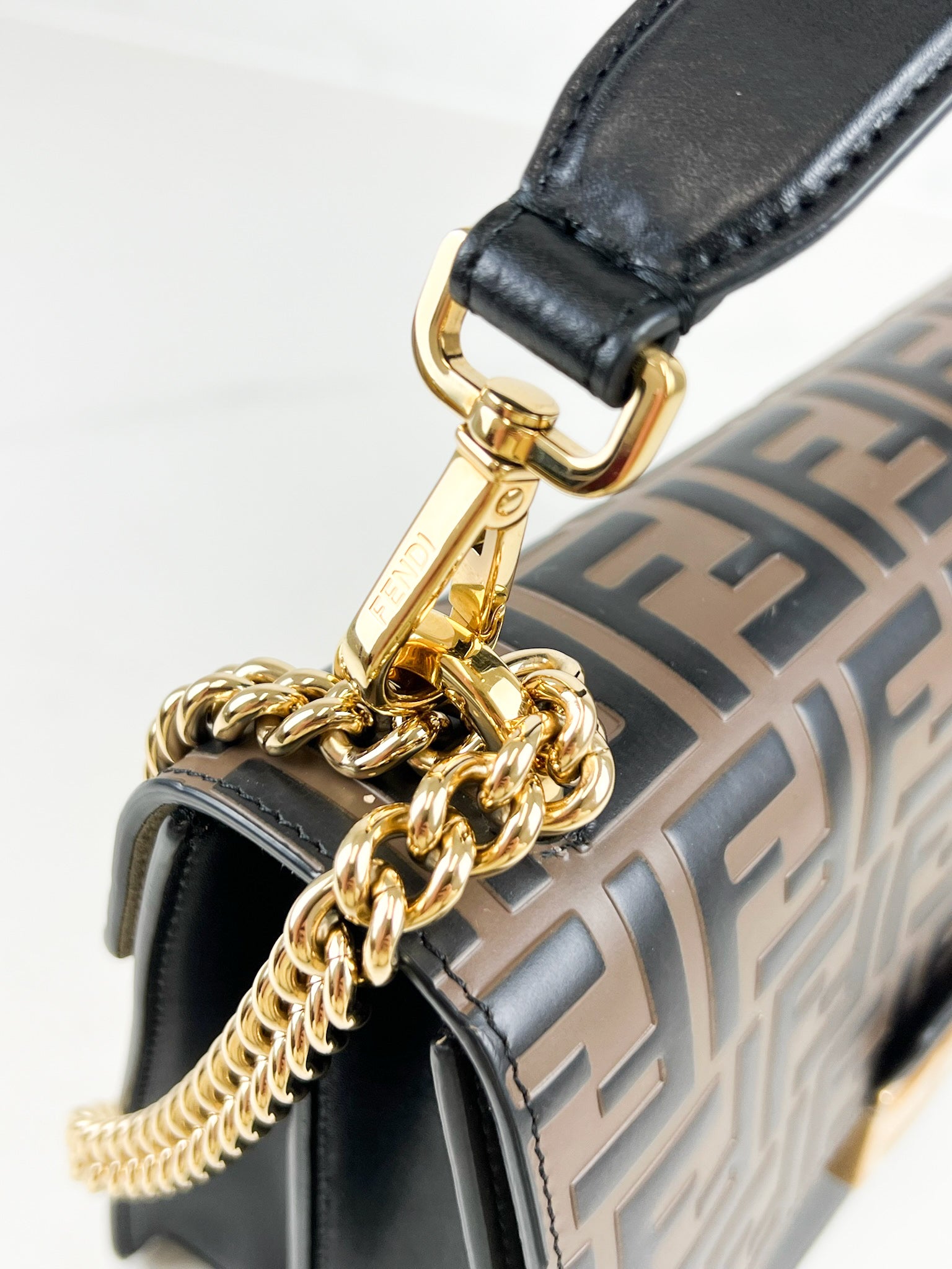 Fendi Kan I Medium Embossed Shoulder Flap Bag