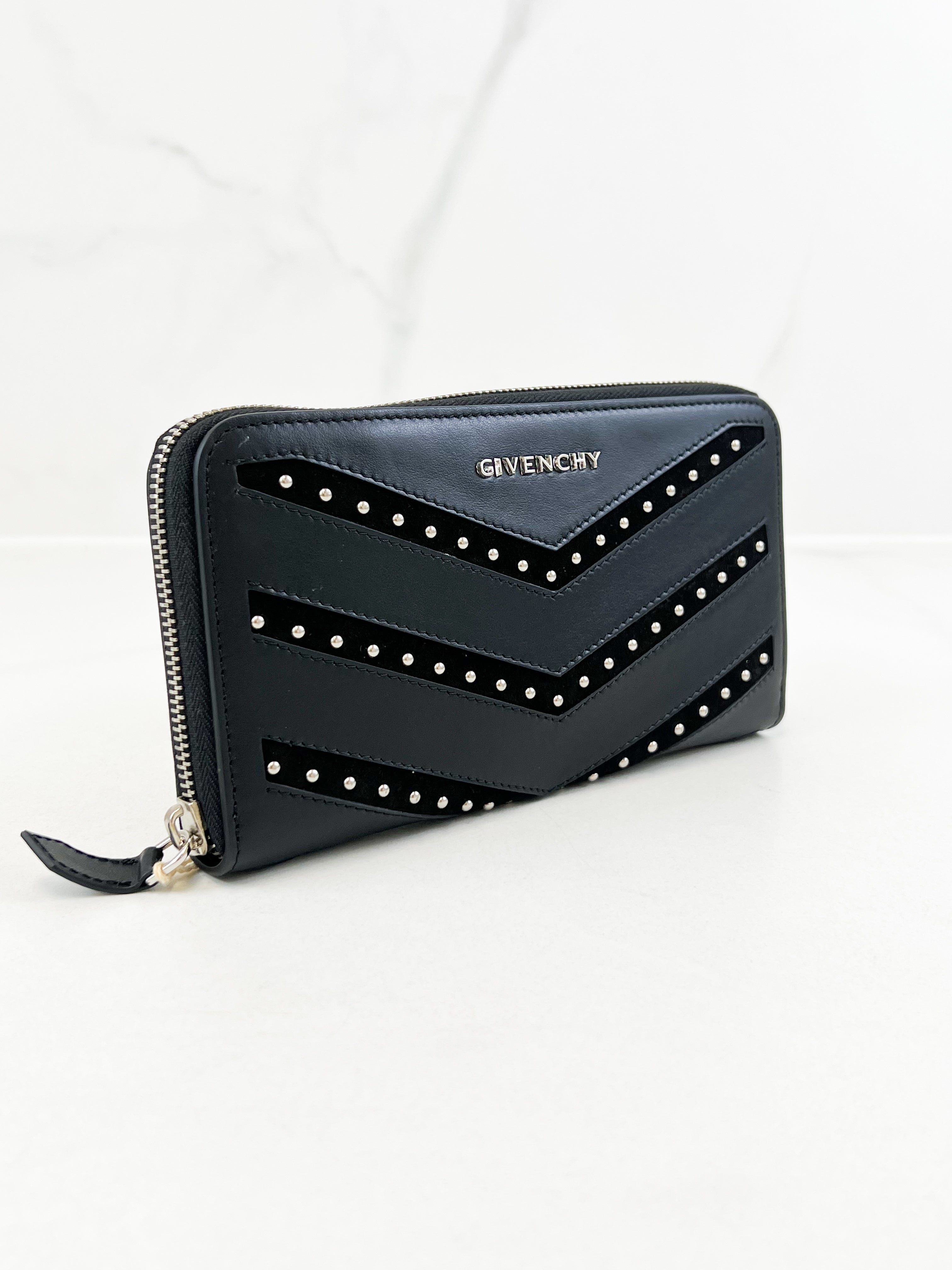 Givenchy Grained Leather Zip Around Wallet