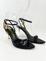 Tom Ford Leather Black Padlock Sandal Size 39