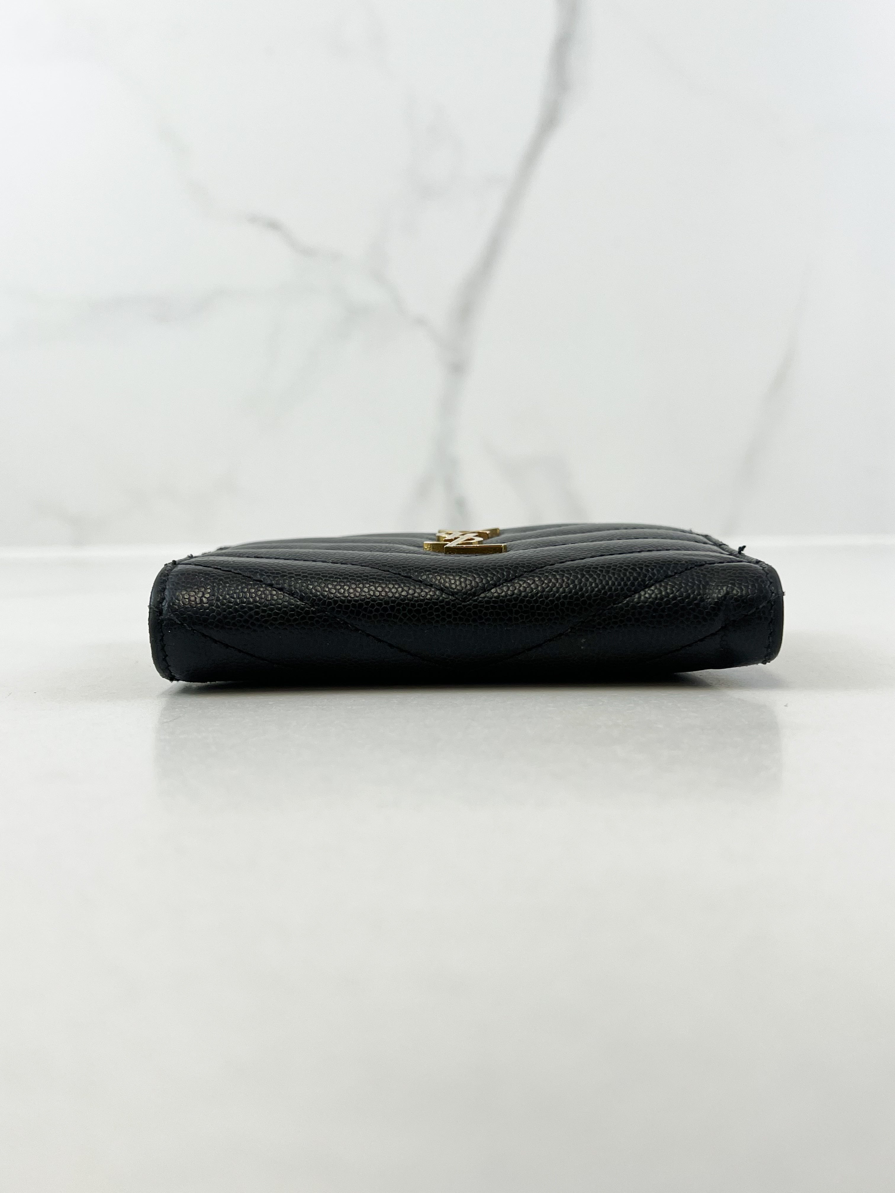Saint Laurent Black Small Envelope Wallet with GHW