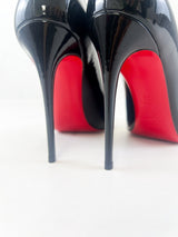 Christian Louboutin Black Patent Pigalle Follies 100mm Size 38