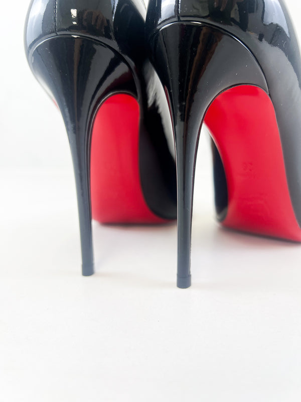 Christian Louboutin Black Patent Pigalle Follies 100mm Size 38