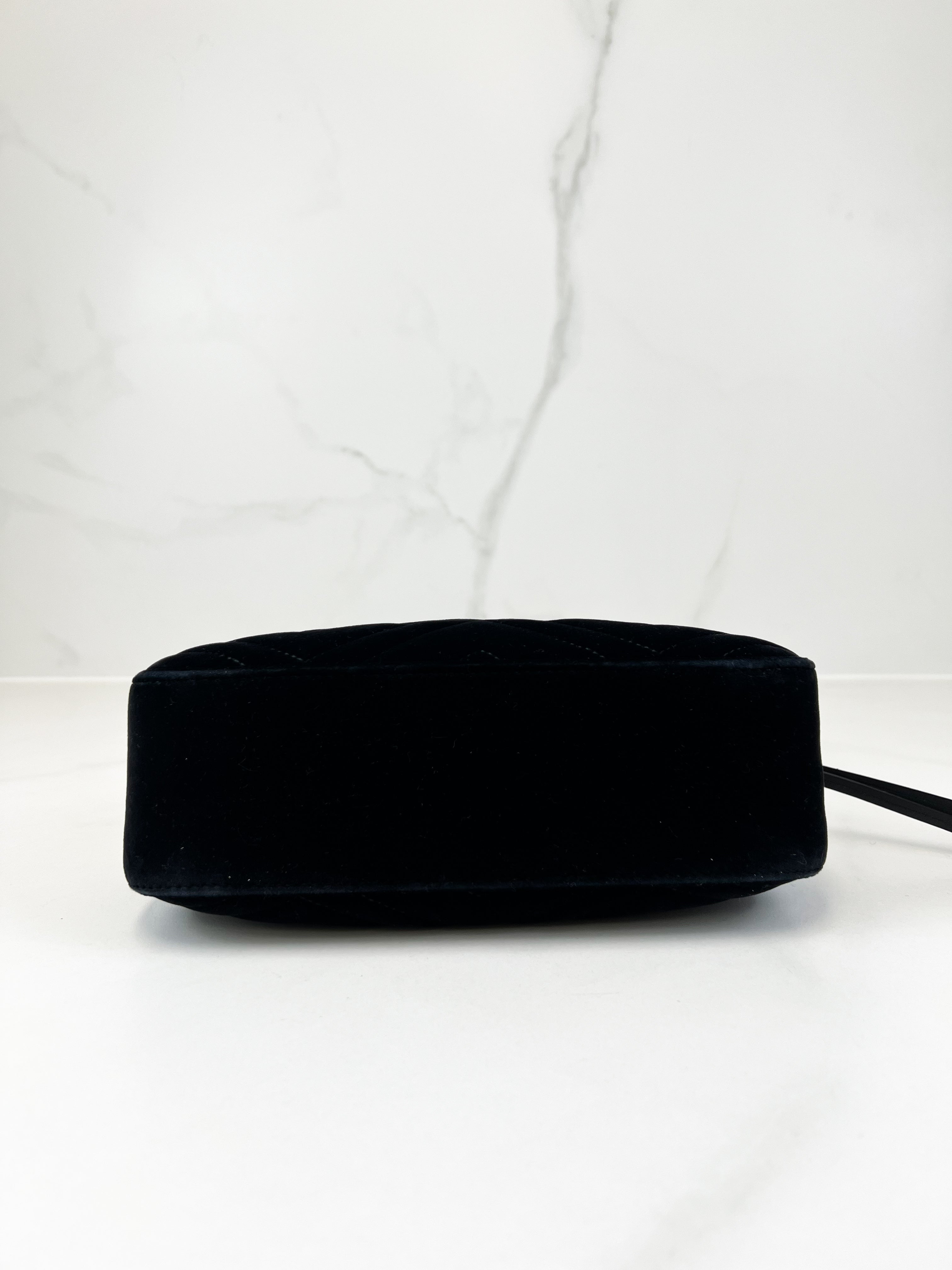 Gucci Small Velvet GG Marmont Matelasse Bag in Black