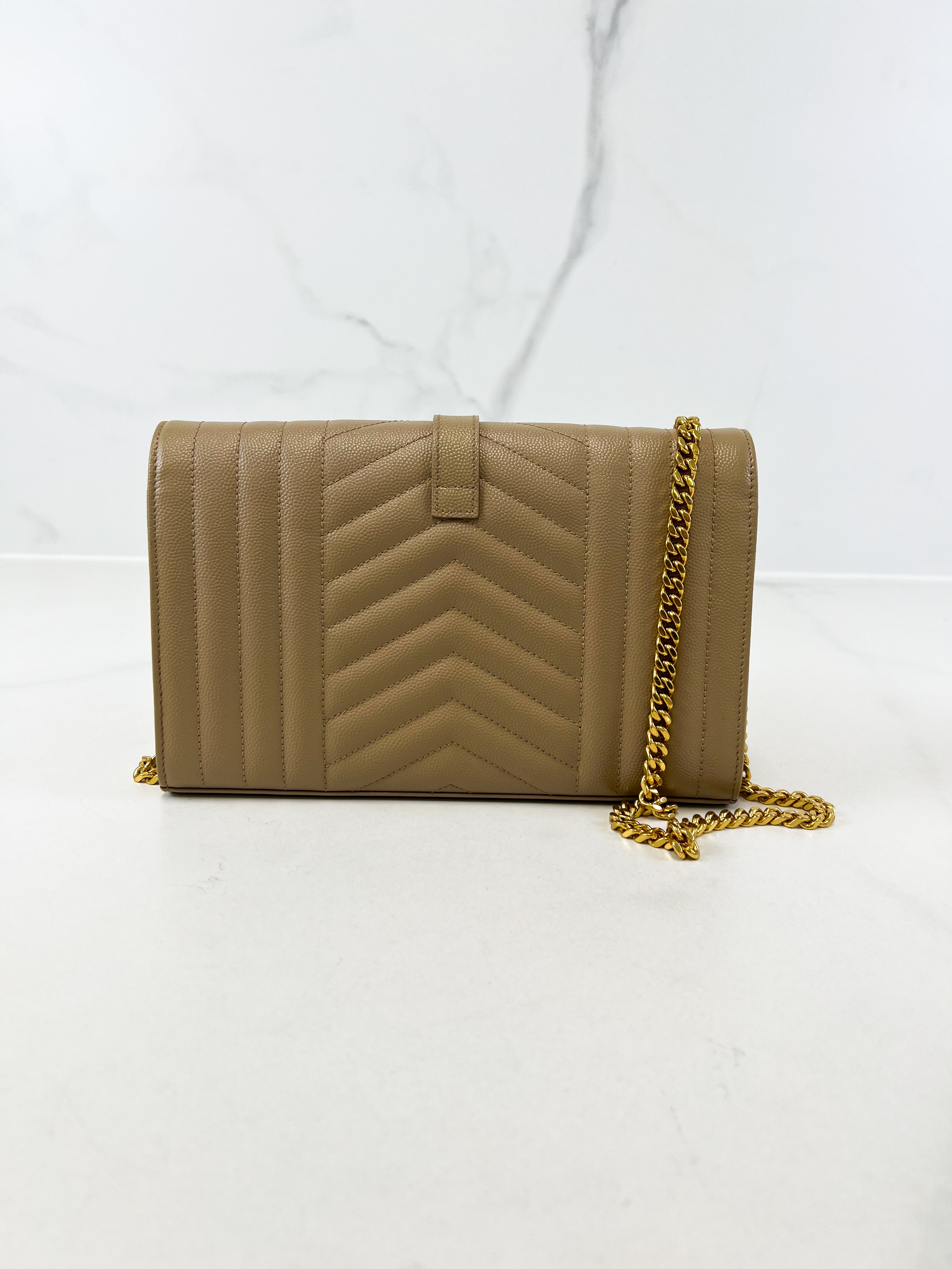 Saint Laurent Nude Envelope Shoulder Bag GHW