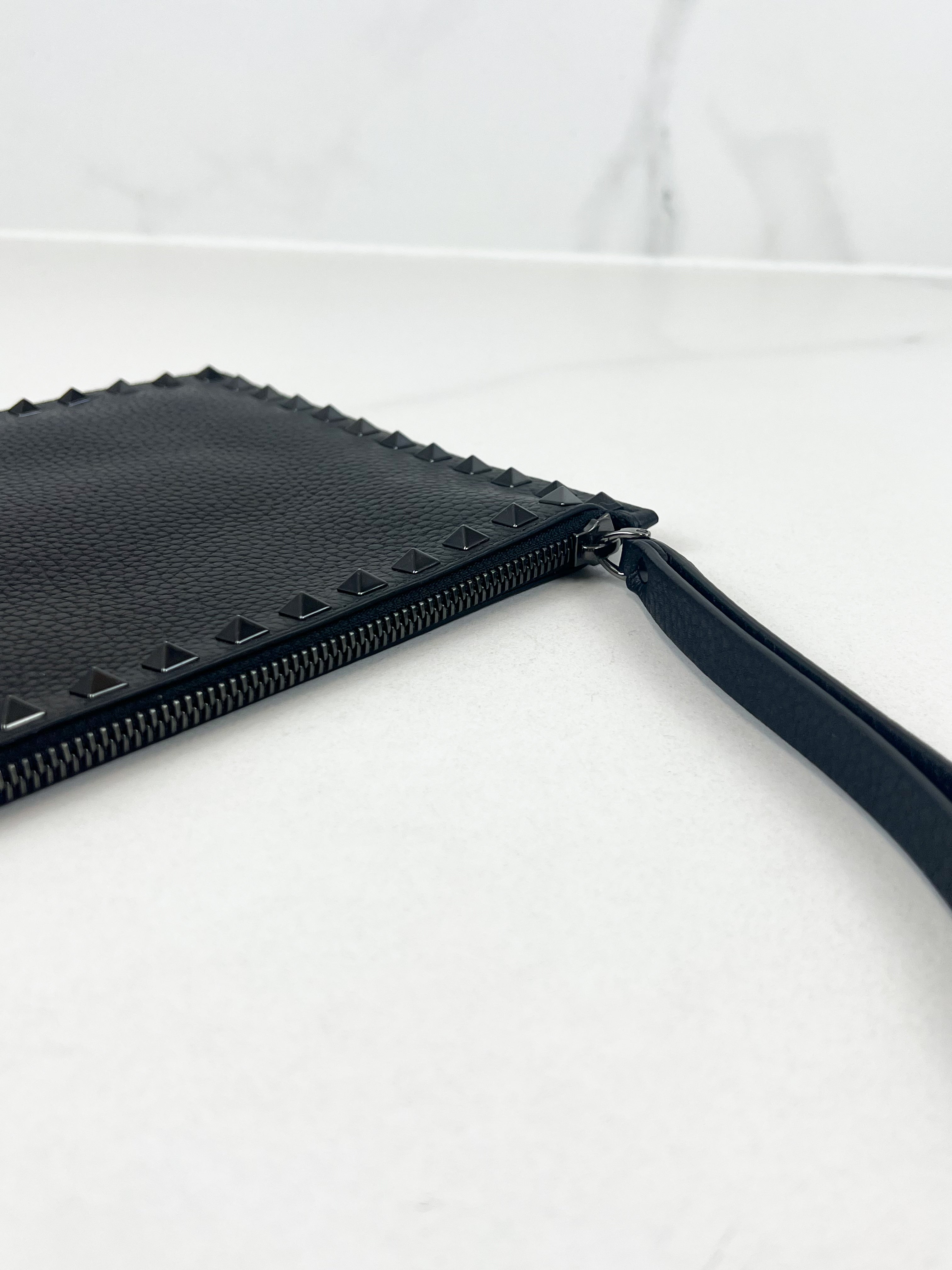 Valentino Garavani Rockstud Black Leather Clutch