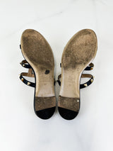 Valentino Garavani Caged Black Rockstud Slides Size 37