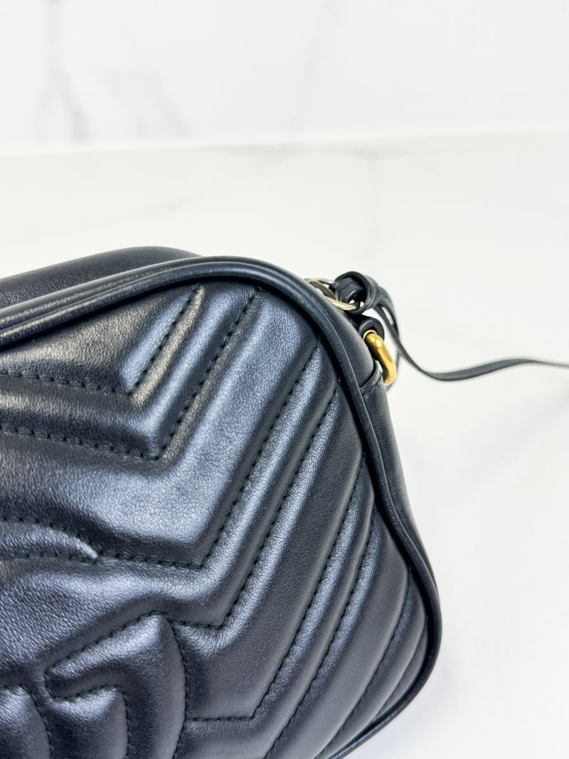 Gucci Black GG Small Marmont Shoulder Bag