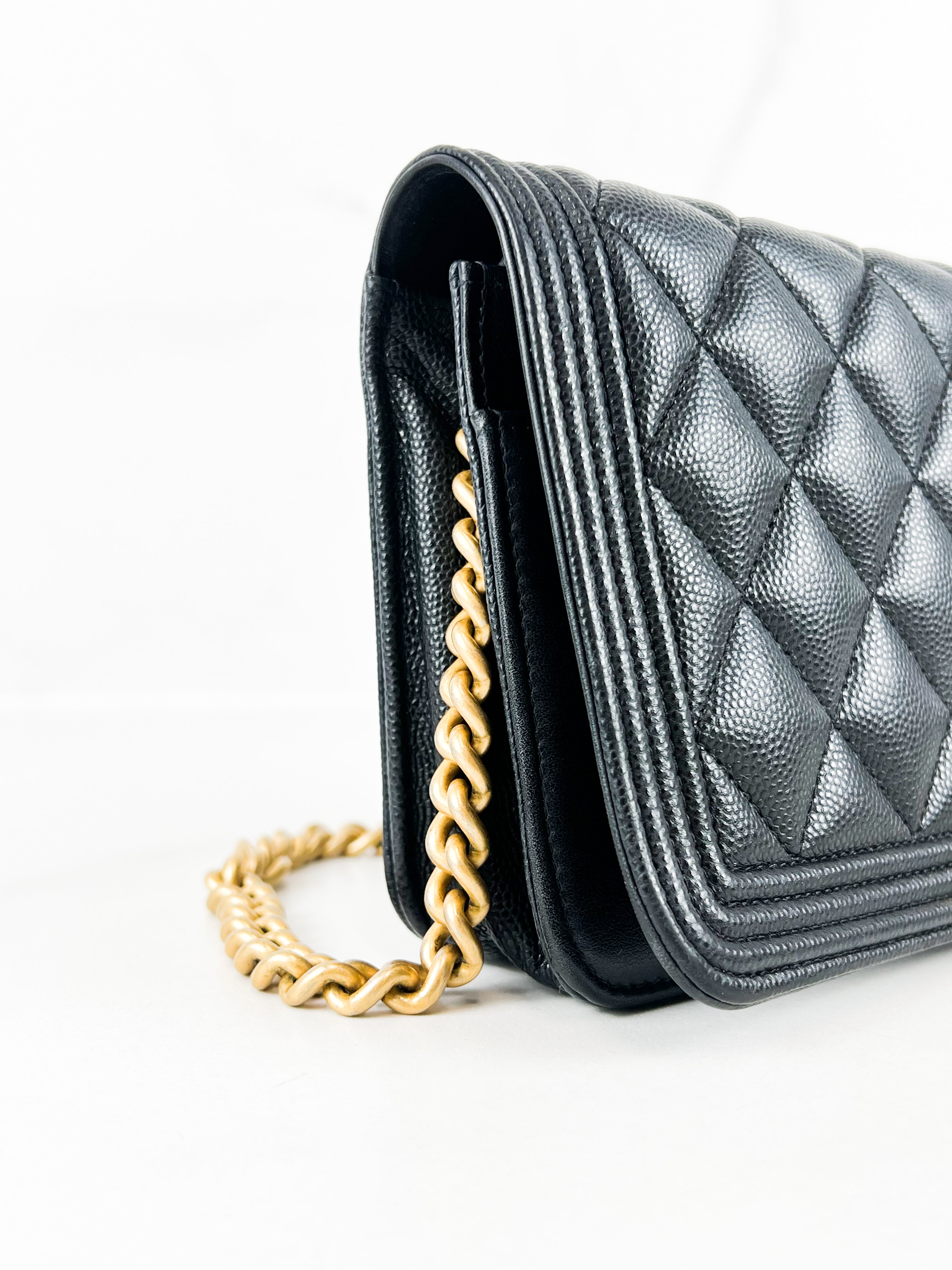 Chanel Boy Wallet on Chain Caviar with GHW
