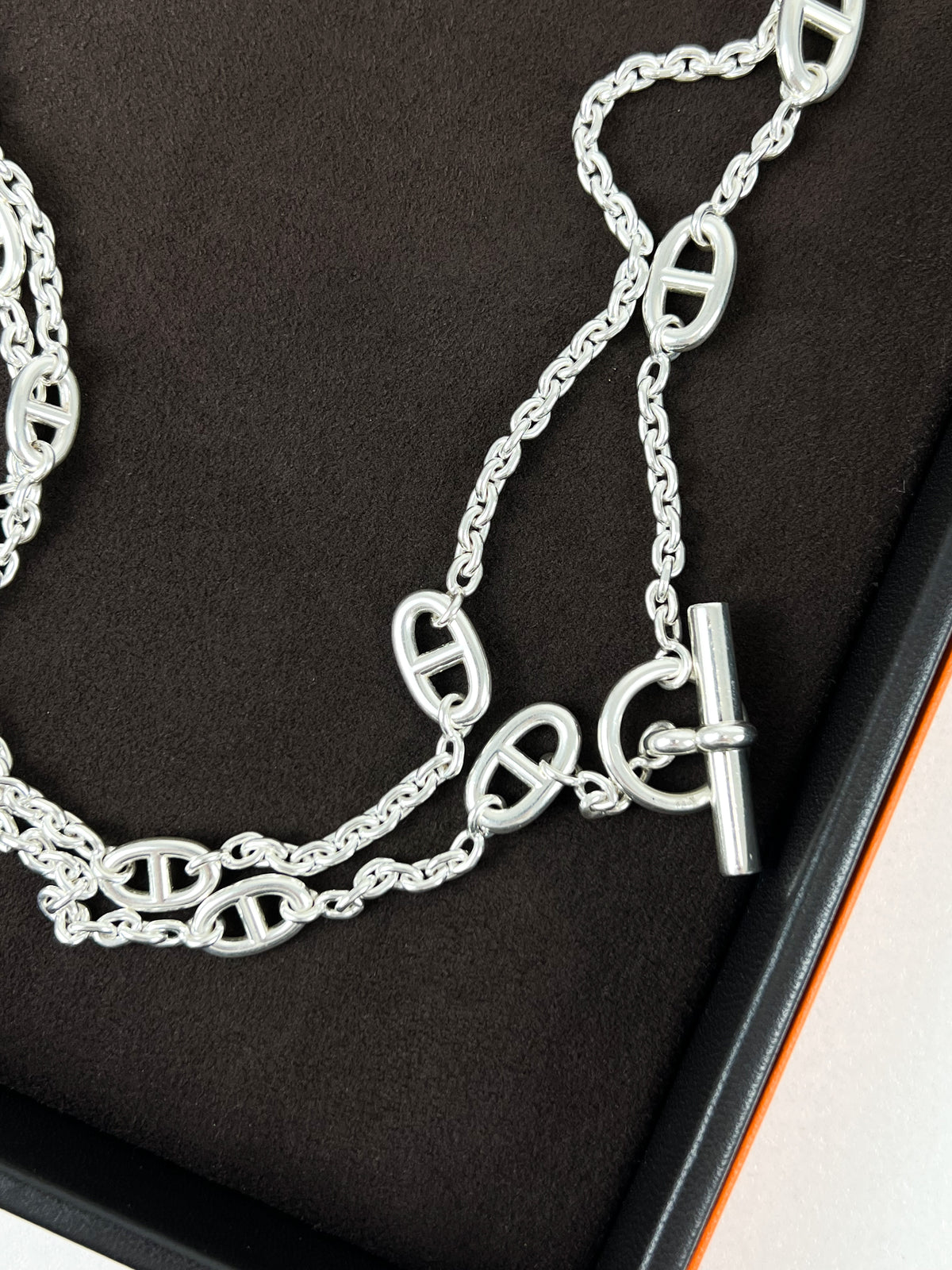 Hermes Sautoir Farandole Necklace Sterling Silver 160cm