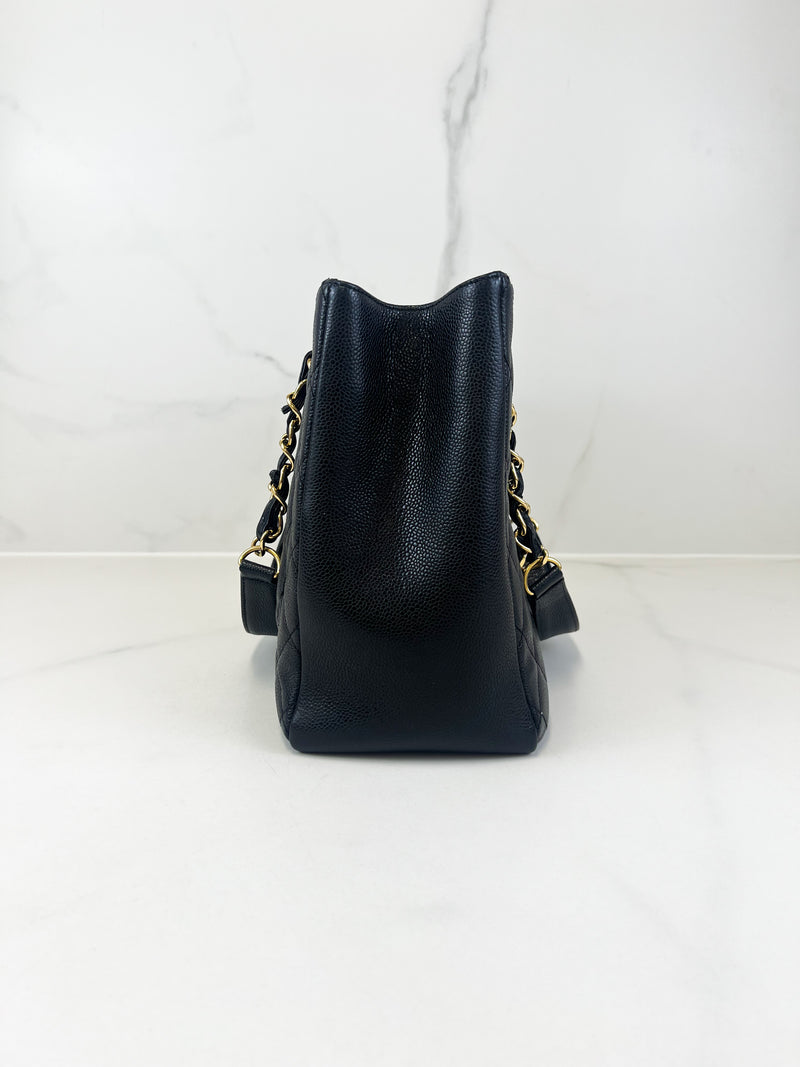 Chanel Black Caviar CC Logo Embossed GST Tote