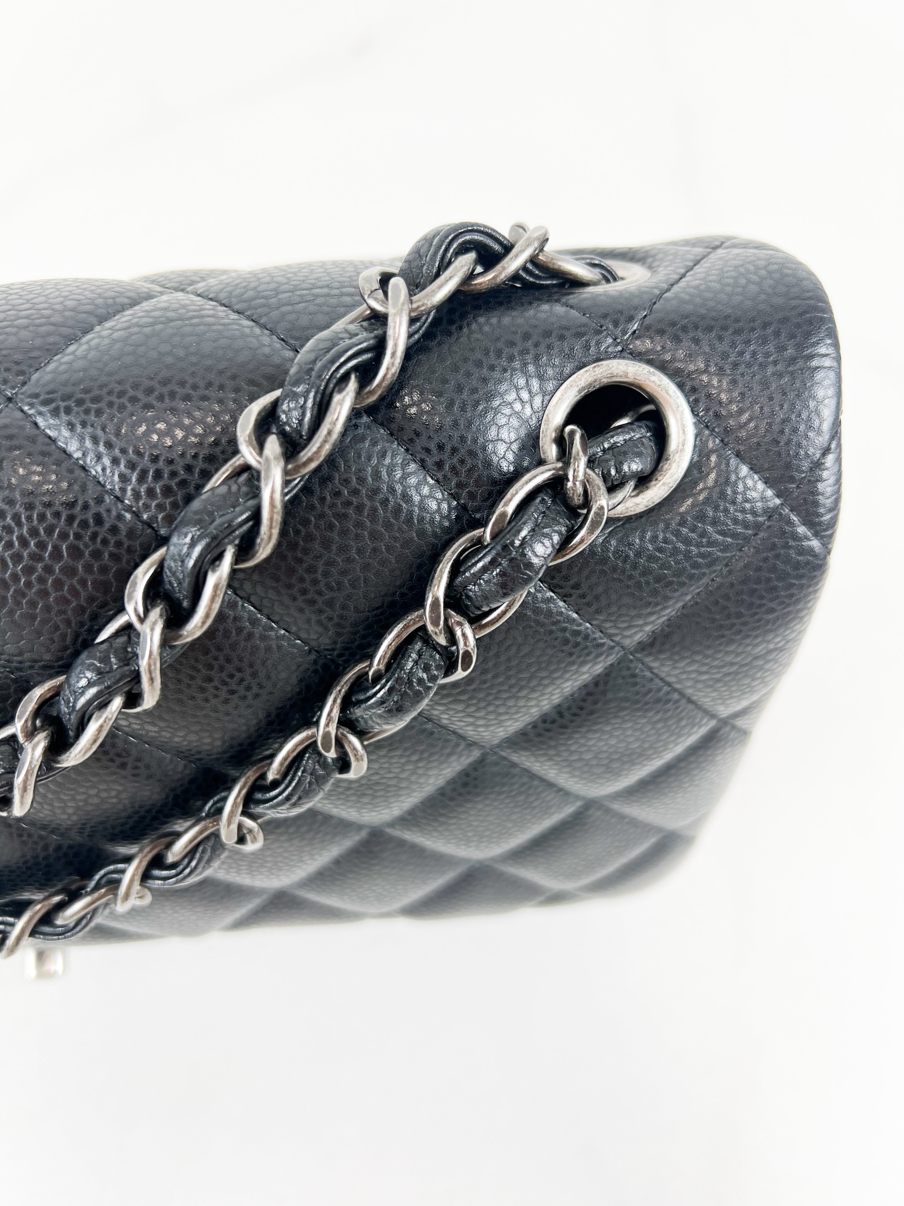 Chanel Jumbo Black Classic Double Flap Caviar Shoulder Bag