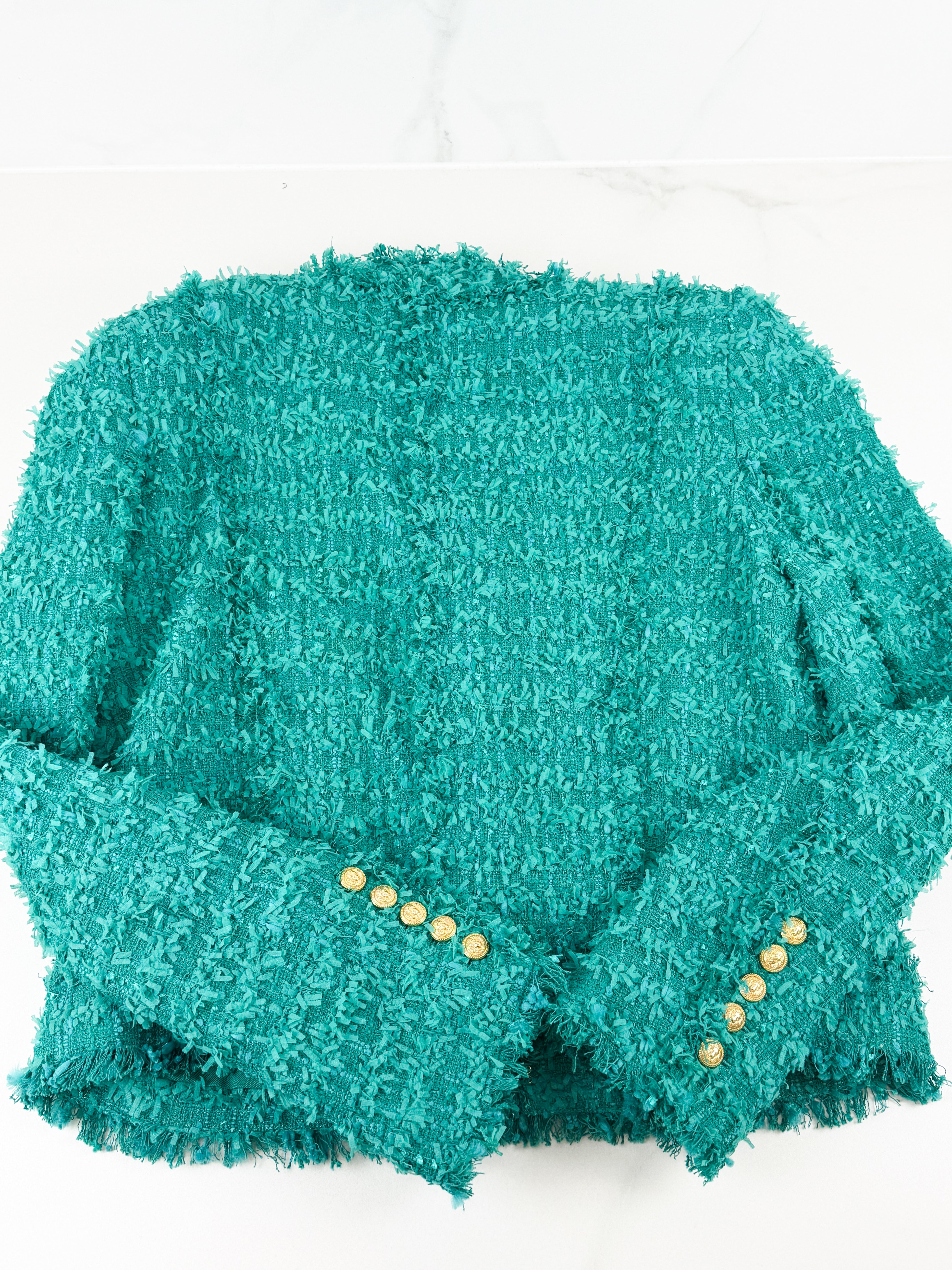 Balmain Teal Button Embellished Set Size 42